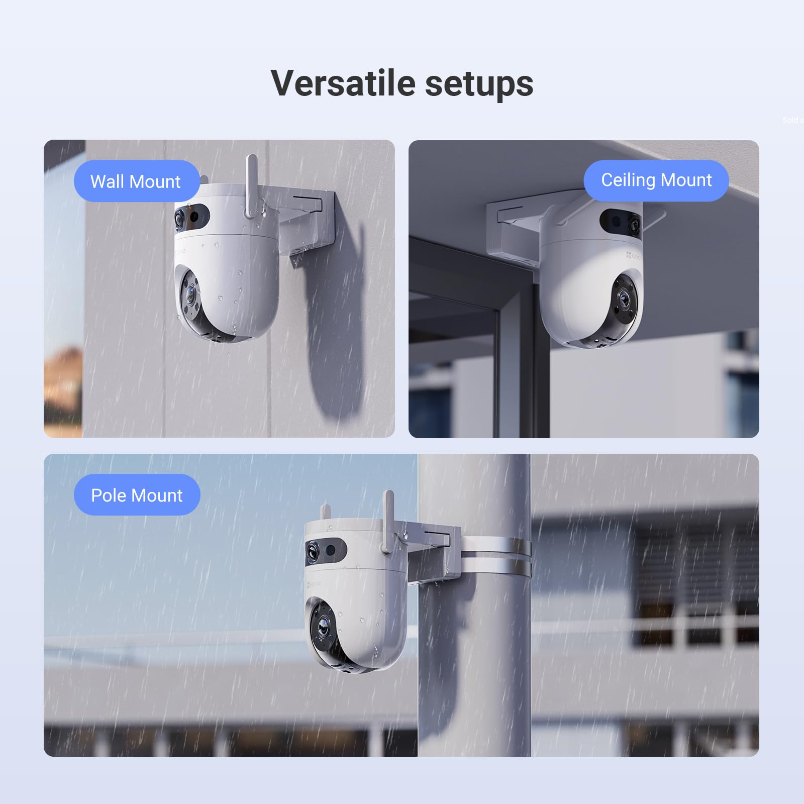 Cámara de Seguridad WiFi EZVIZ H9c Lente Dual Exterior Visión Nocturna a Color Detección Humana y Vehículos Audio Bidireccional Seguimiento Automático 5MP+5MP