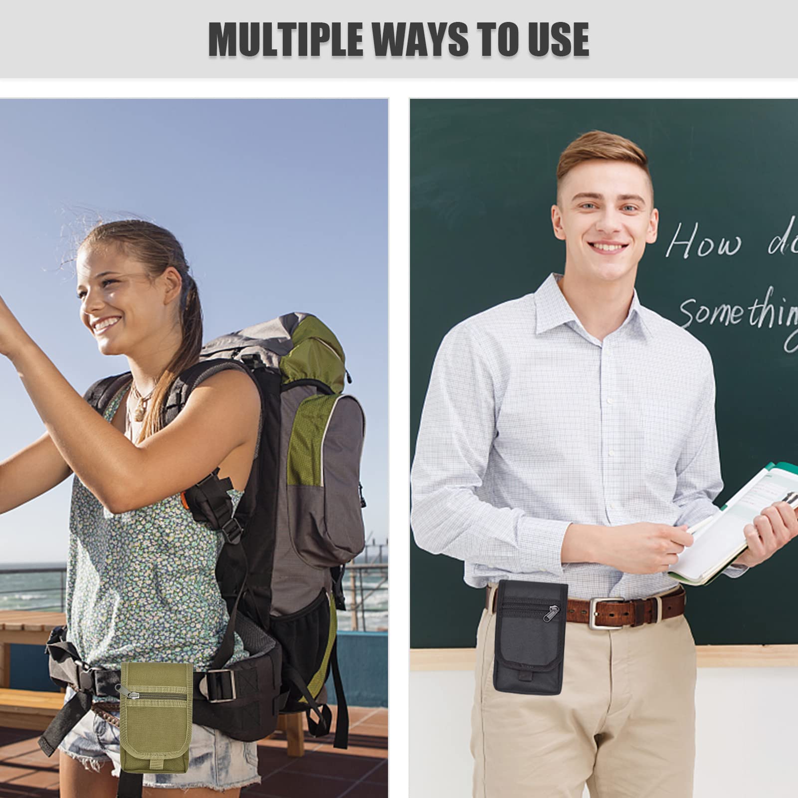 KATOLK Funda para teléfono con cinturón, soporte grande para smartphone, funda táctica multiusos para teléfono móvil, soporte para teléfono móvil para trabajo, senderismo, camping, barbacoa, rescate （Negro）