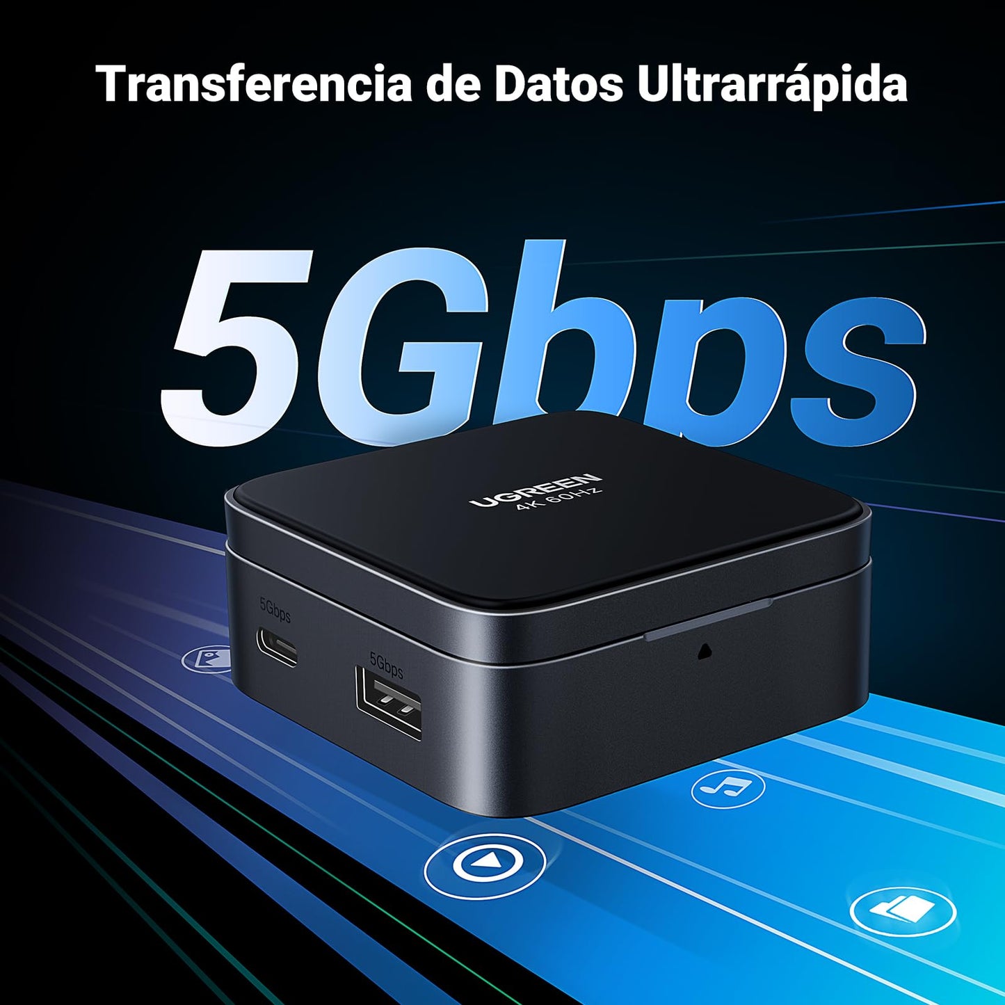 Hub USB C UGREEN Plata con Adaptador Magnético HDMI 4K y Carga PD 100W para Celular