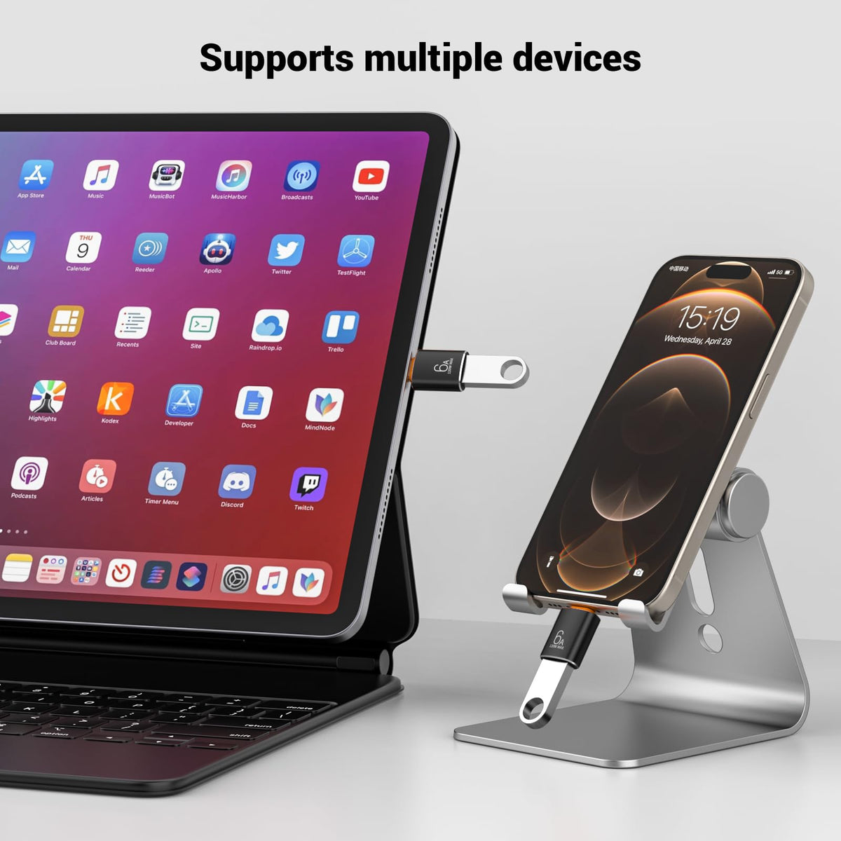 Adaptador USB C Pastall Negro de 10 Gbps y 120 W