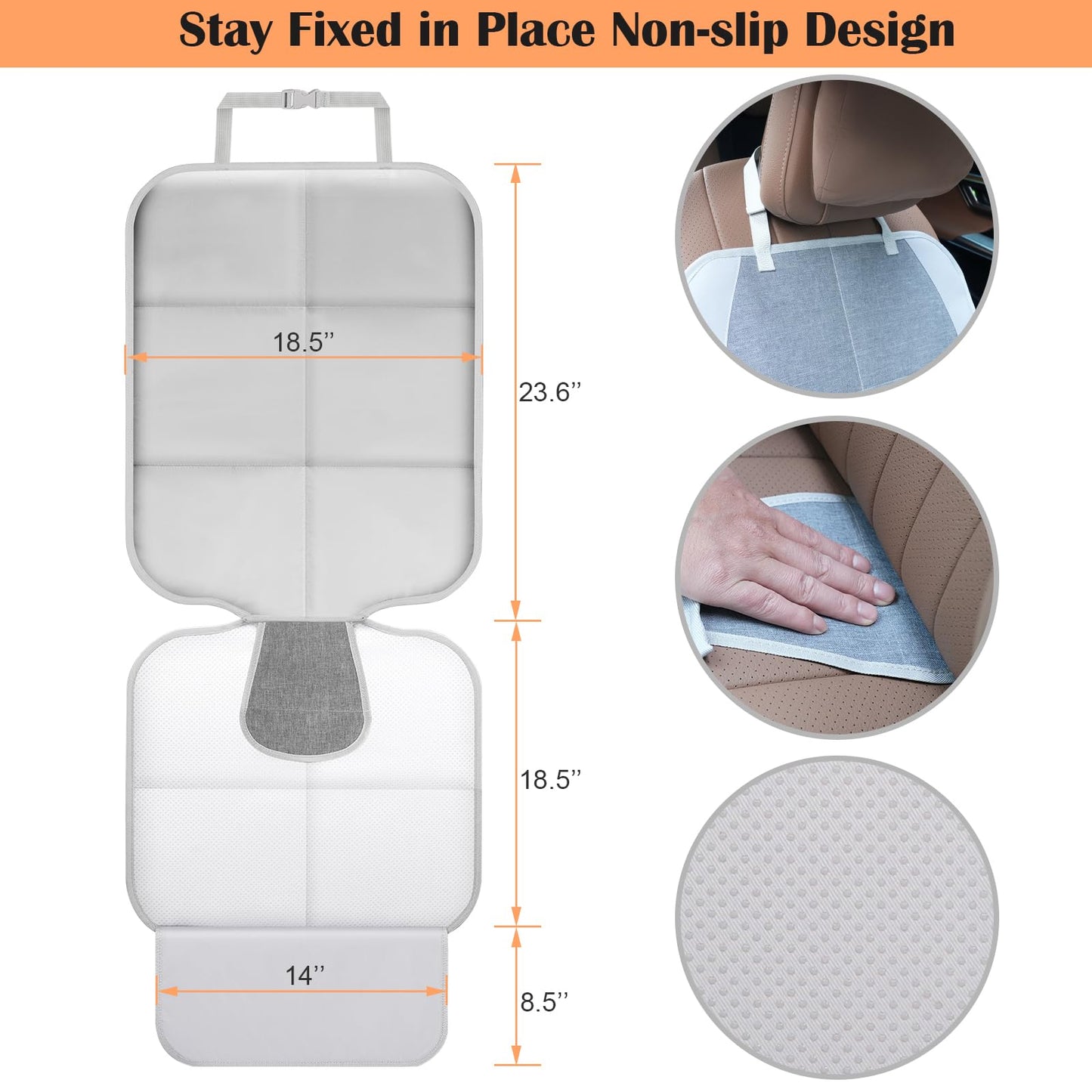 Meolsaek - Protector de asiento de coche, respaldo antideslizante que no deja huellas, funda impermeable más gruesa para asiento de coche para SUV, sedán, camión, protector de asiento de piel (gris, 1