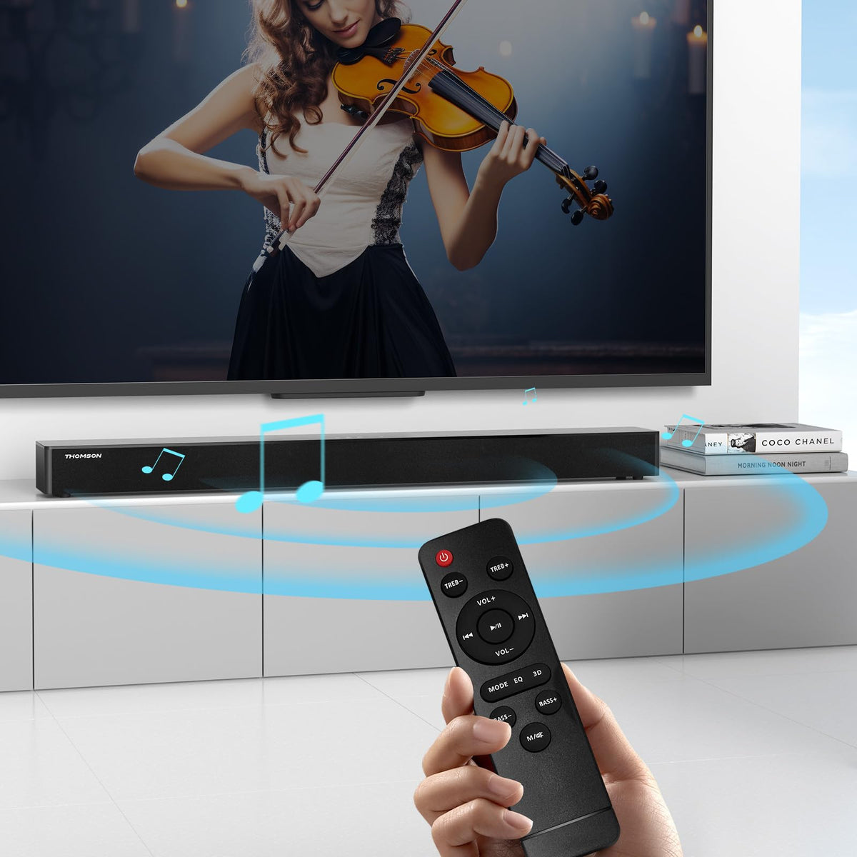 Barra de Sonido Bluetooth THOMSON Negro con Altavoz Bass Reflex para TV y Cine en Casa