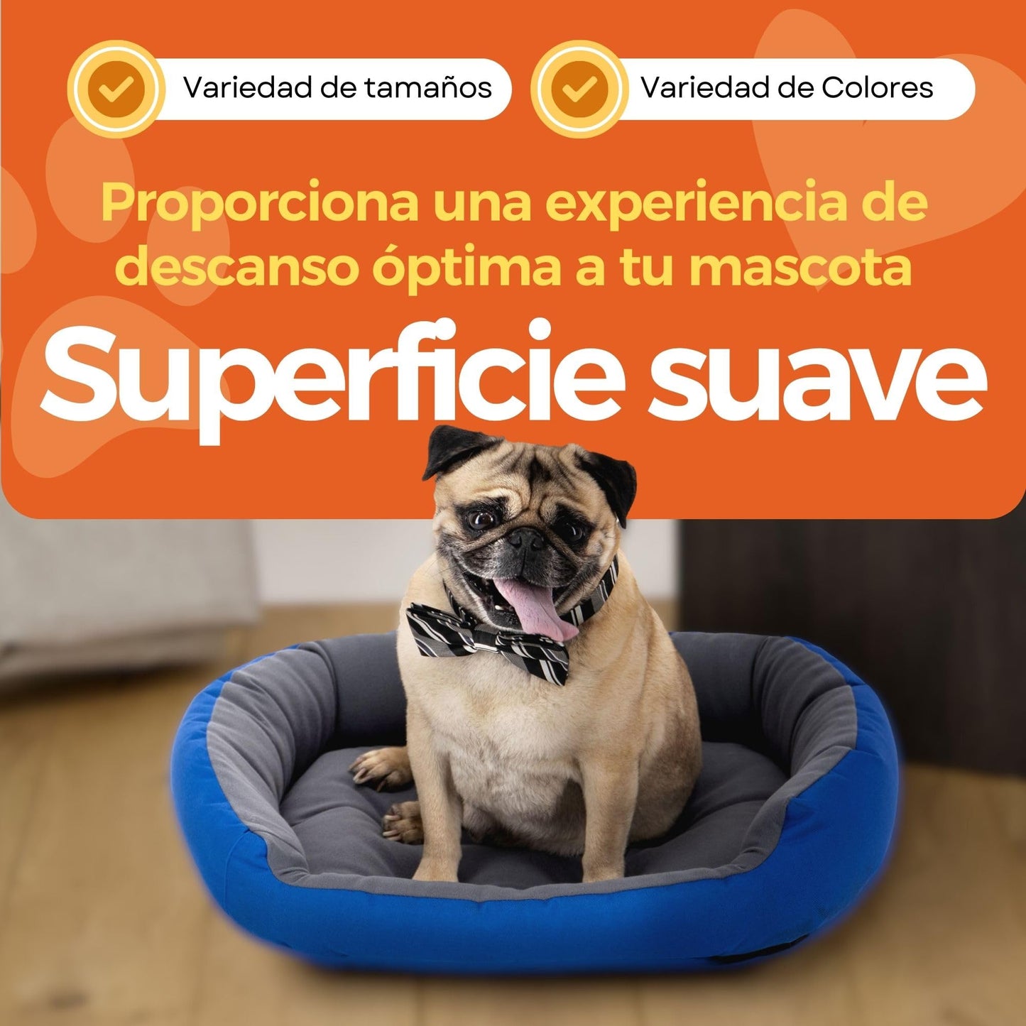 Cama para Perro Hills Azul/Gris Resistente y Confortable con Relleno Suave en Talla Small