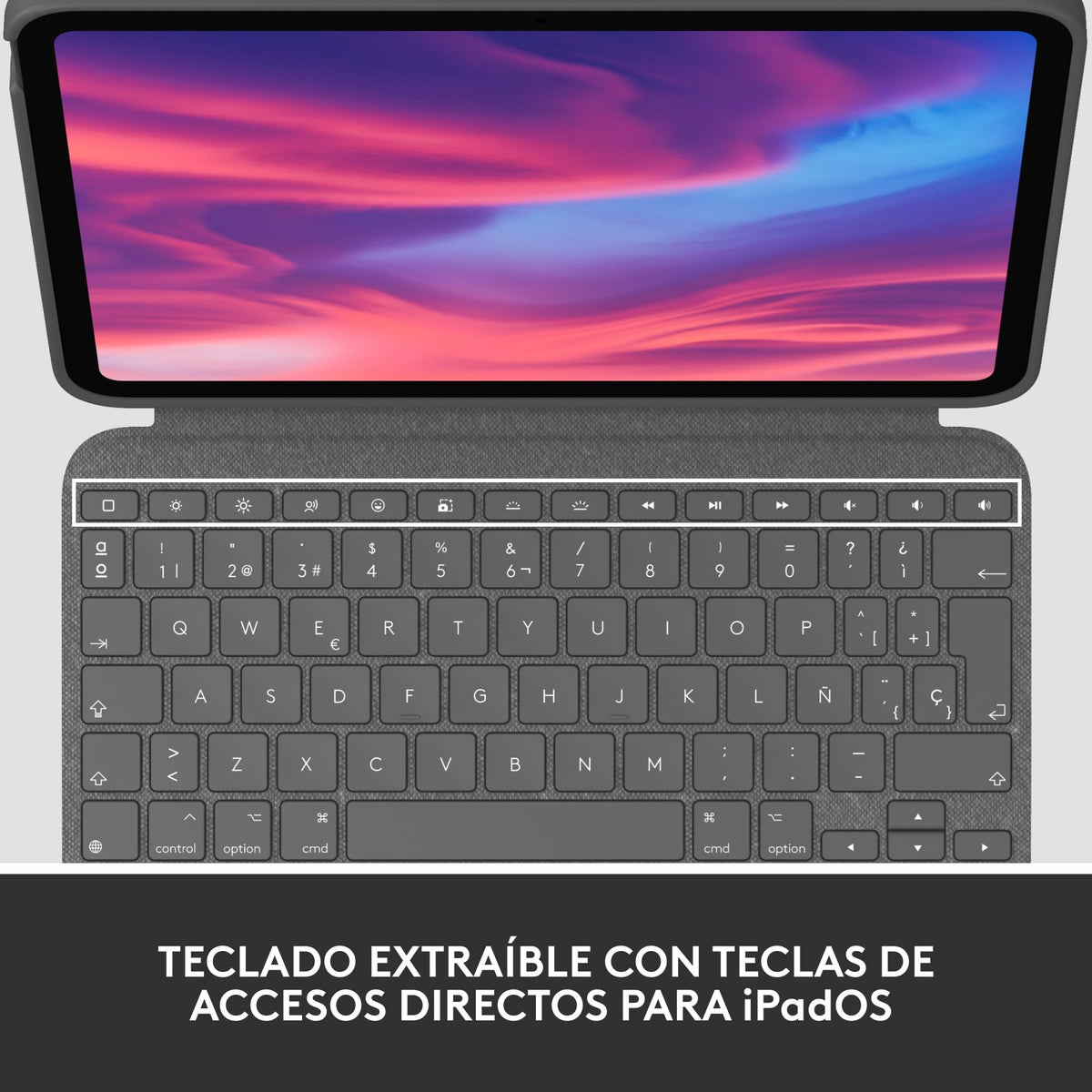 Funda con Teclado Extraíble Logitech Combo Touch Gris con Trackpad Preciso y Teclado Retroiluminado para iPad 10.° Generación