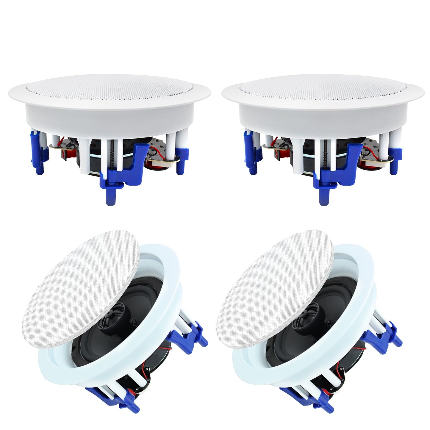 Herdio Sistema de Altavoces Compatible with Bluetooth de 5.25 Pulgadas, Montaje Empotrado en el Techo, Perfecto para Interiores y Exteriores, Dormitorio, baño, porches Cubiertos (4 Altavoces)