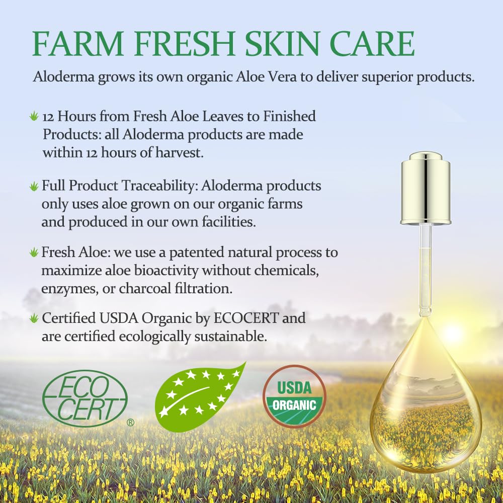 Jugo Orgánico de Aloe Vera Aloderma para Hidratación de la Piel (240ml, 8.1 oz)