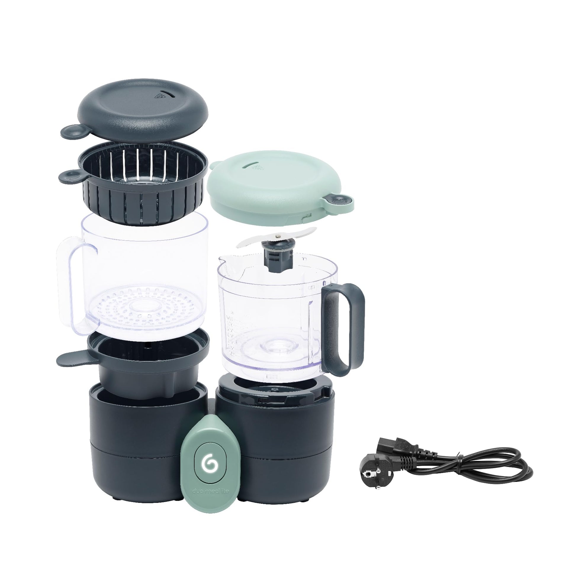 Babymoov Duo Meal Lite: Procesador de Alimentos para Bebés 4 en 1 con Vaporizador, Licuadora, Purés para Bebés, Calentador y Descongelador (Aprobado por Nutricionistas), Gris Oscuro