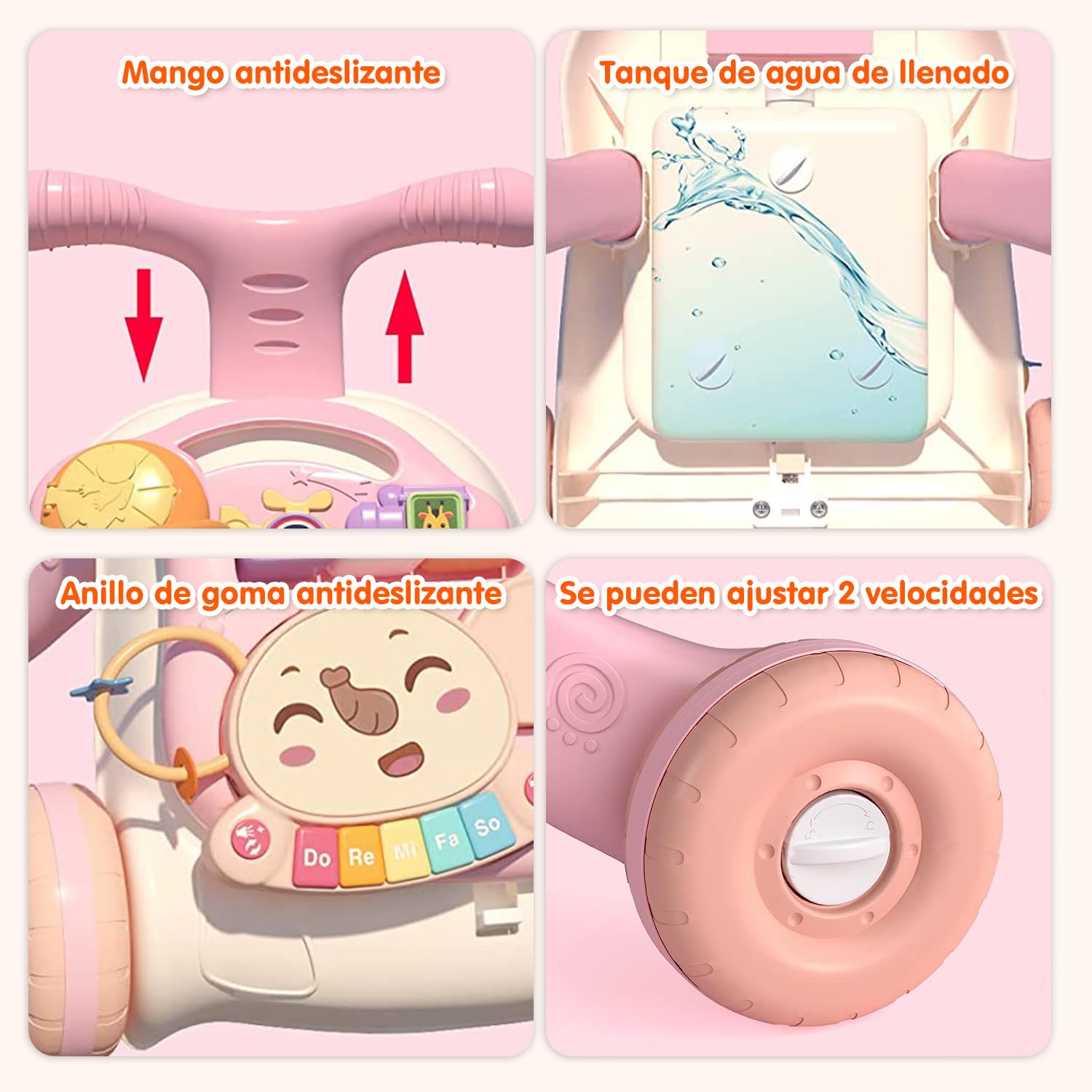 Hisemy Mesa Centro de actividades Musical para Bebe 2 en 1, Panel de Juego Extraíble Multifuncional, Juguete de Aprendizaje Musical para Bebés,Regalo para Niños y Niñas(B:Rosa)