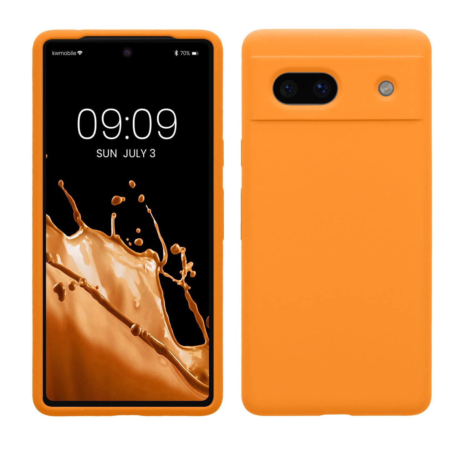 kwmobile Carcasa Compatible con Google Pixel 7a Funda - Case TPU y Silicona antigolpes - Apto Carga inalámbrica - Naranja afrutado