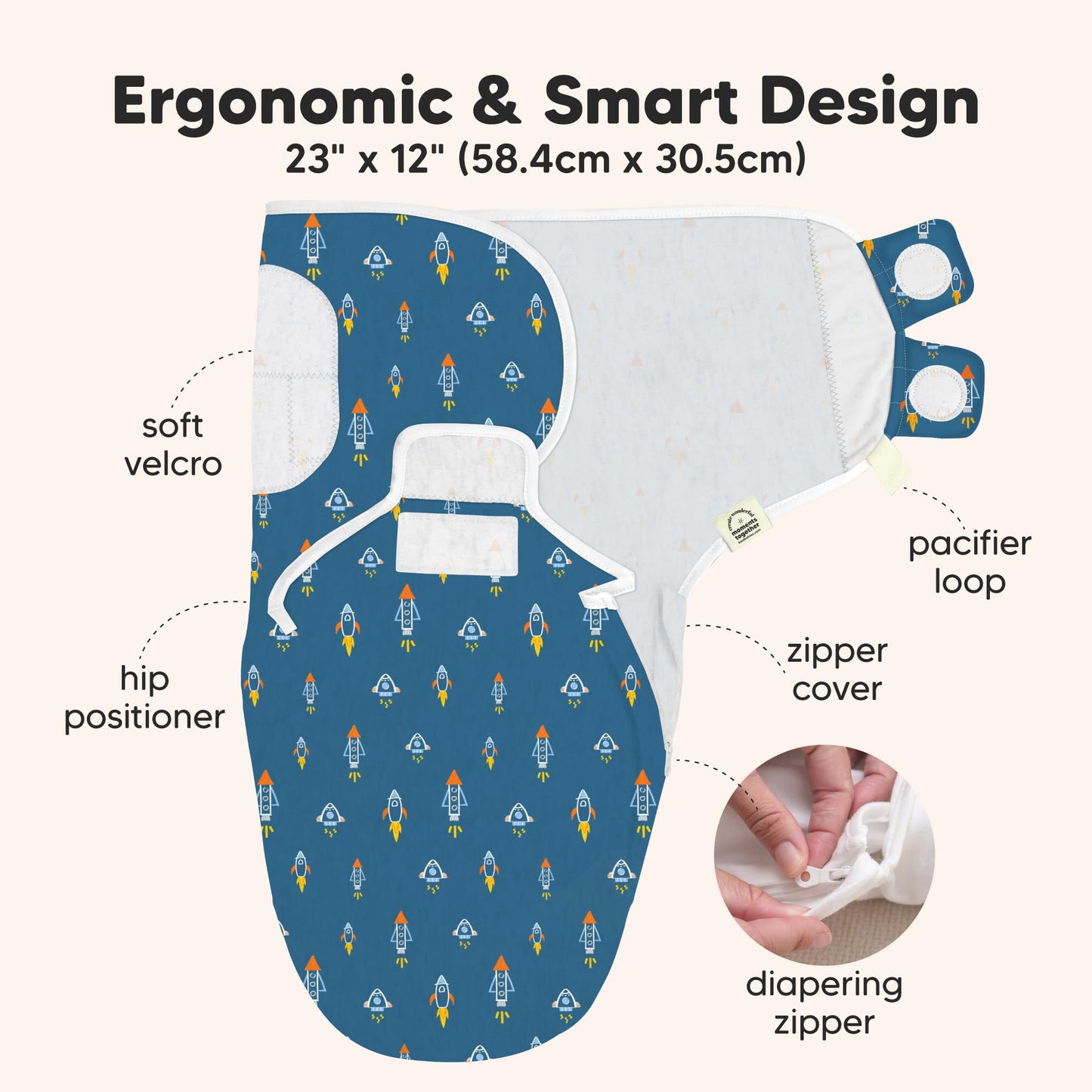 Lote de 3 Sacos de Dormir con Cremallera para Bebé – Saco de Dormir para Recién Nacido de 0 a 3 Meses, Pañales con Cremallera Fáciles de Cambiar para Recién Nacido, Mantas de Enrollar (Cosmo)