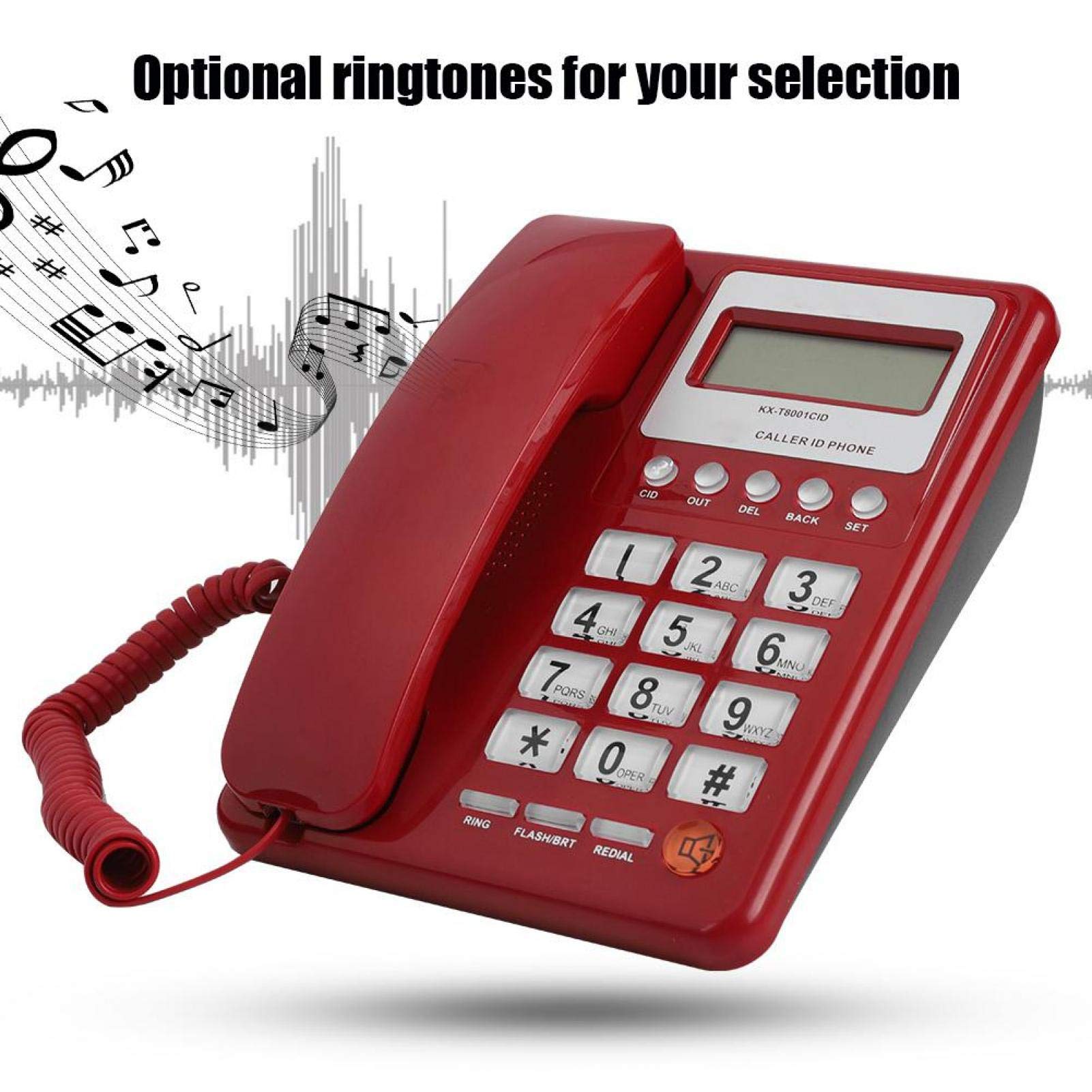 Teléfono con Cable,para Hogar/Hotel/Oficina,Telefono Alámbrico,con Altavoz, Dual FSK/DTMFI,dentificador de Llamadas,Marcación Rapidamente,Función de Almacenamiento de