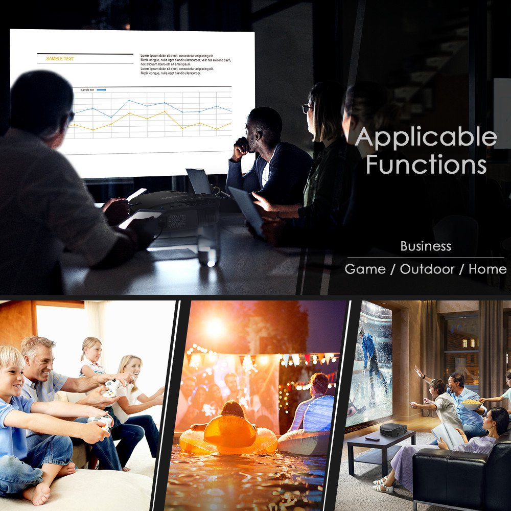 GooDee Proyector, proyector de Video Dolby Native 1080P 2023, proyector de película para Exteriores de 15000L, proyector de Video Compatible con Fire TV Stick, PS4, HDMI, VGA, AV y USB, Negro (YG600)
