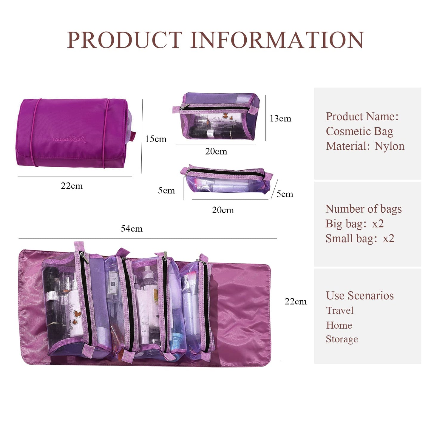 LumiSyne 4 En 1 Bolsa De Cosméticos Desmontable Bolsa De Aseo Colgante Et Enrollable Neceser De Viaje Bolsa De Maquillaje De Malla Portátil Plegable Bolsa De Aseo Neceser De Maquillaje Impermeable