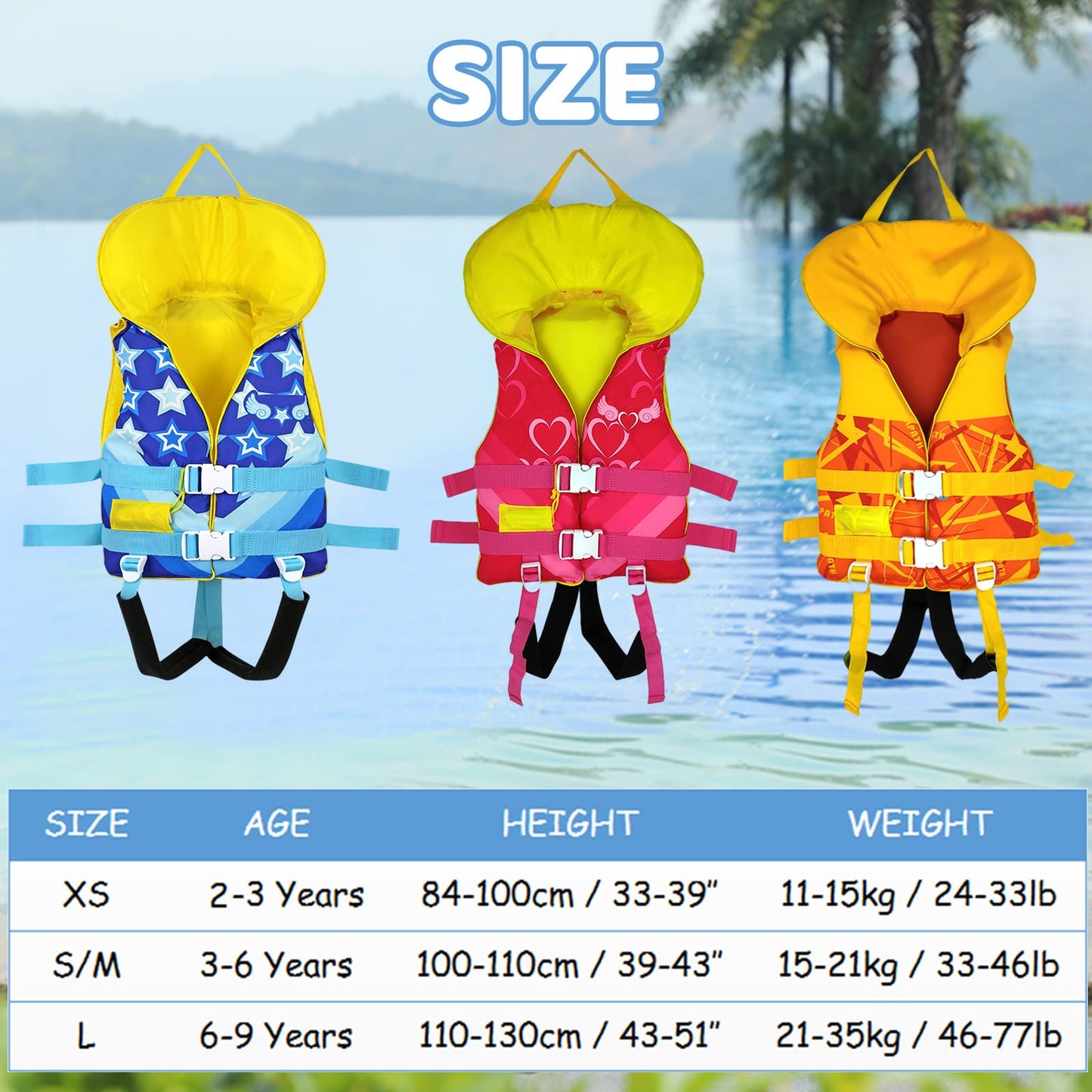 Chaleco de natación para niños, chamarra de natación para niños pequeños con correa de seguridad ajustable, ayuda de natación para niños y niñas de 24 a 75 libras