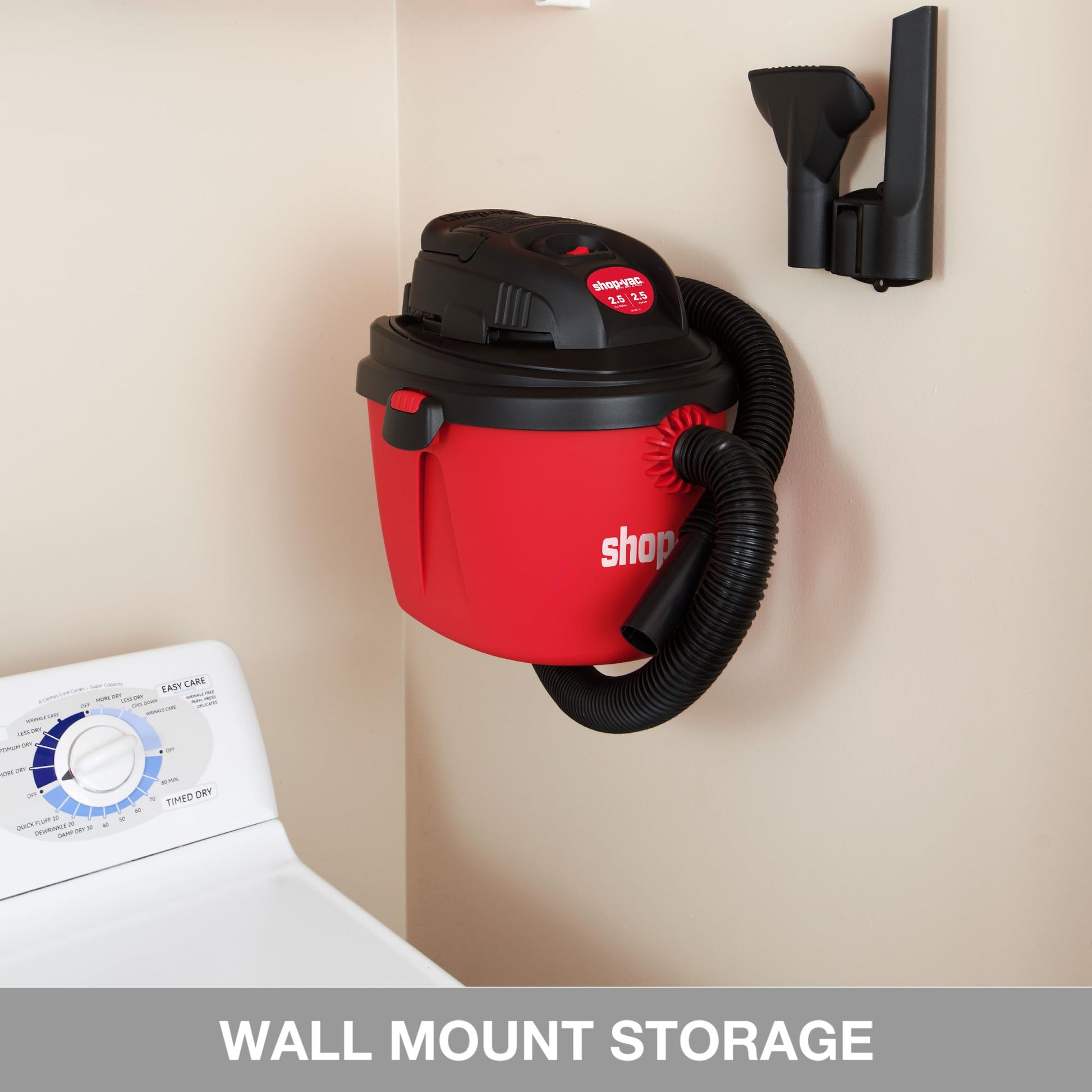 Aspiradora en Húmedo/Seco Shop-Vac Portátil Negra con Soporte de Pared para el Hogar y Lugar de Trabajo