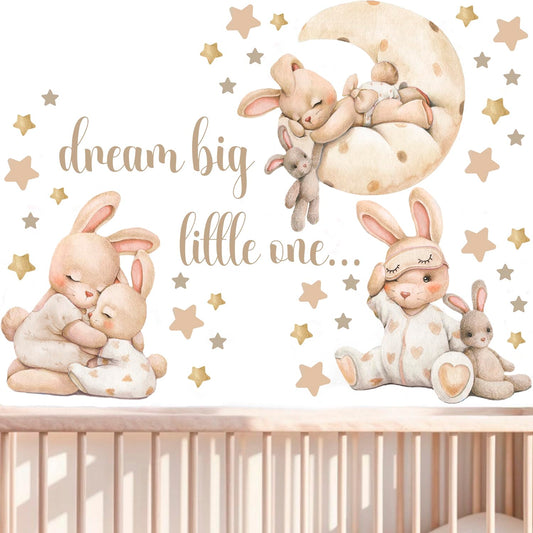 Calcomanías de Pared Bohemias de Conejo Beige para Guardería de Niñas