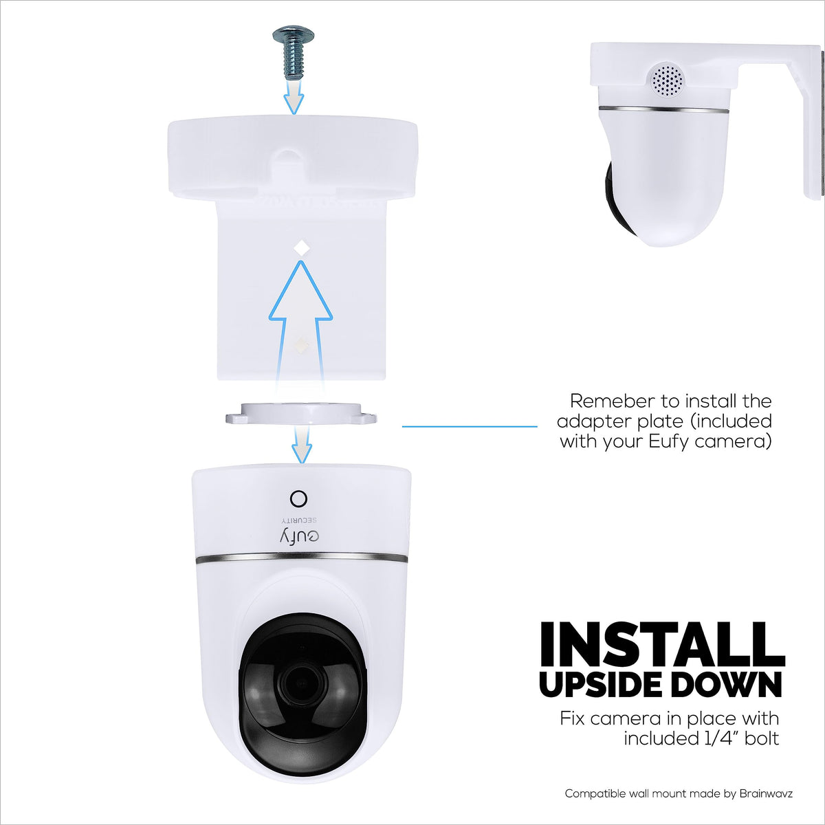 Soporte de Pared Eufy S220 Blanco con Calcomanía y Montaje Atornillado para Cámara de Seguridad