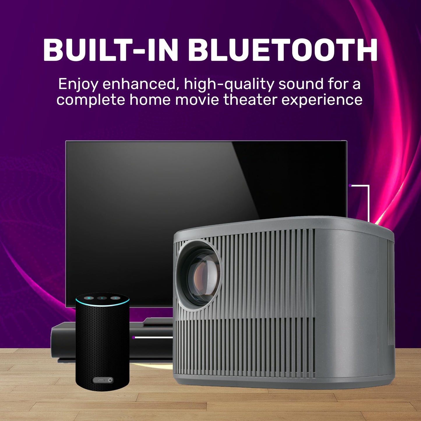RCA 720p HD Smart WiFi Proyector Bluetooth | Proyector de películas portátil para transmisión, juegos y más