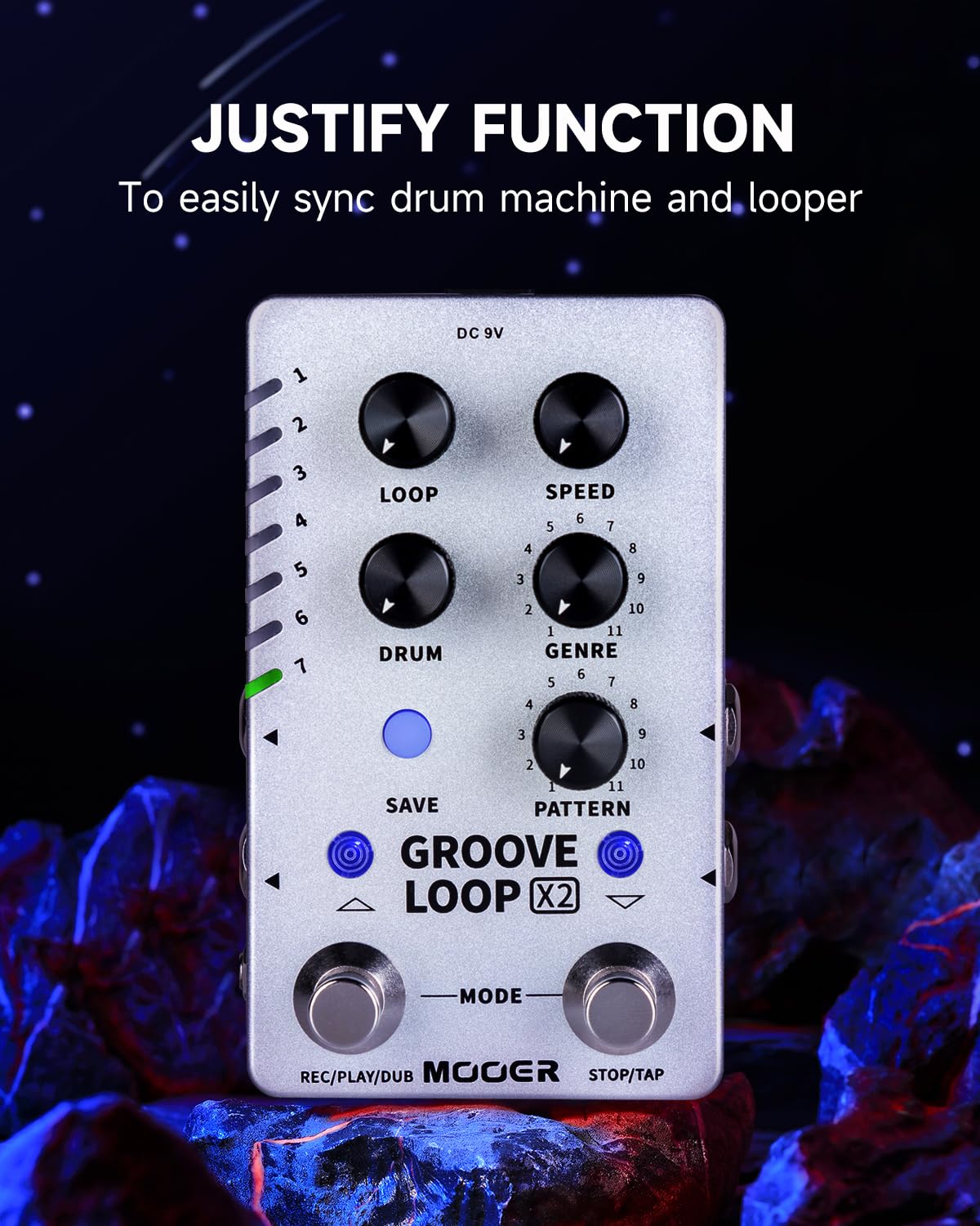 Máquina de Batería MOOER Groove Looper Estéreo con 140 Minutos de Bucles para Guitarra