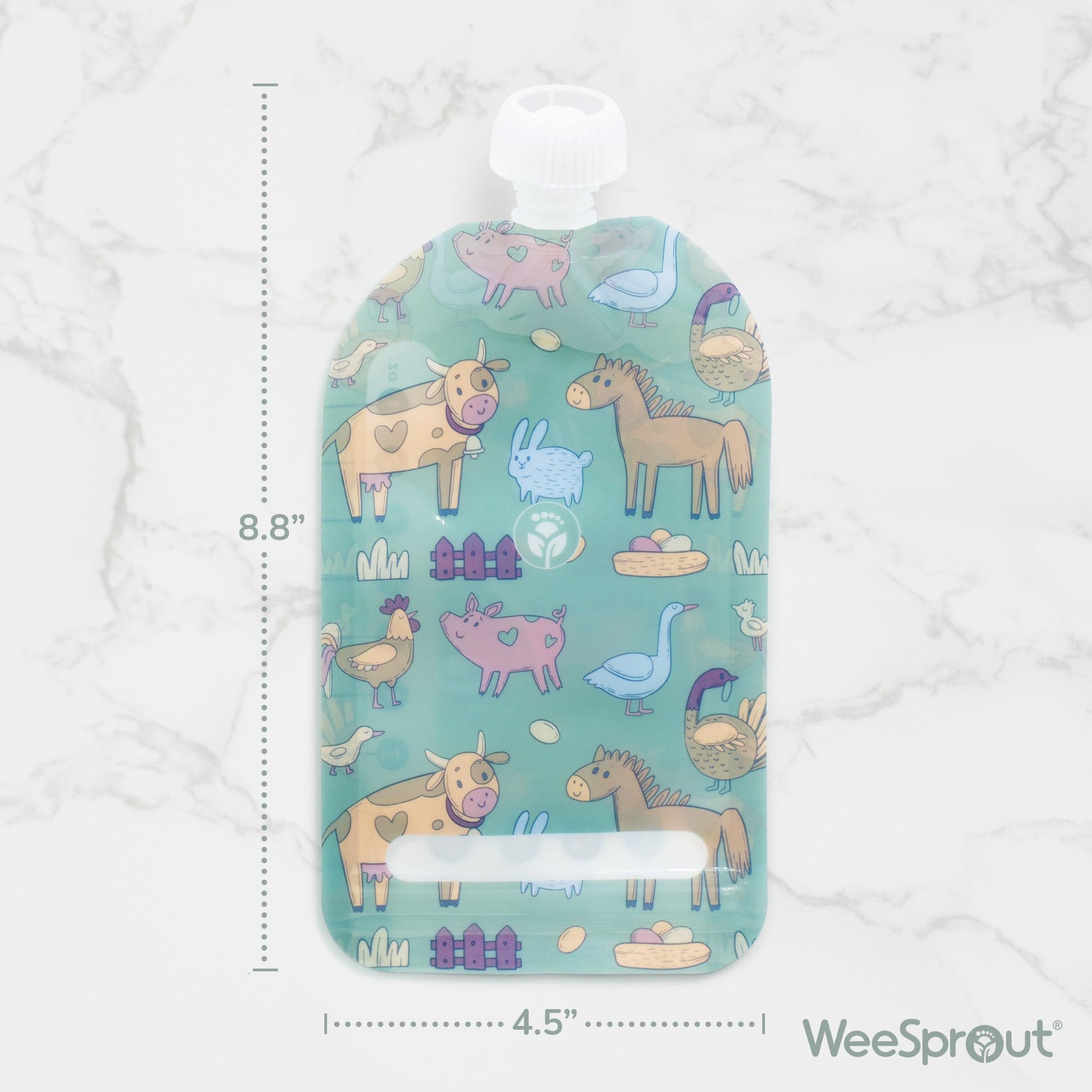WeeSprout Bolsas reutilizables de doble cierre, perfectas para bebés y niños, aptas para congelador y lavaplatos (animales, 7 onzas líquidas (paquete de 6) + relleno de bolsa)