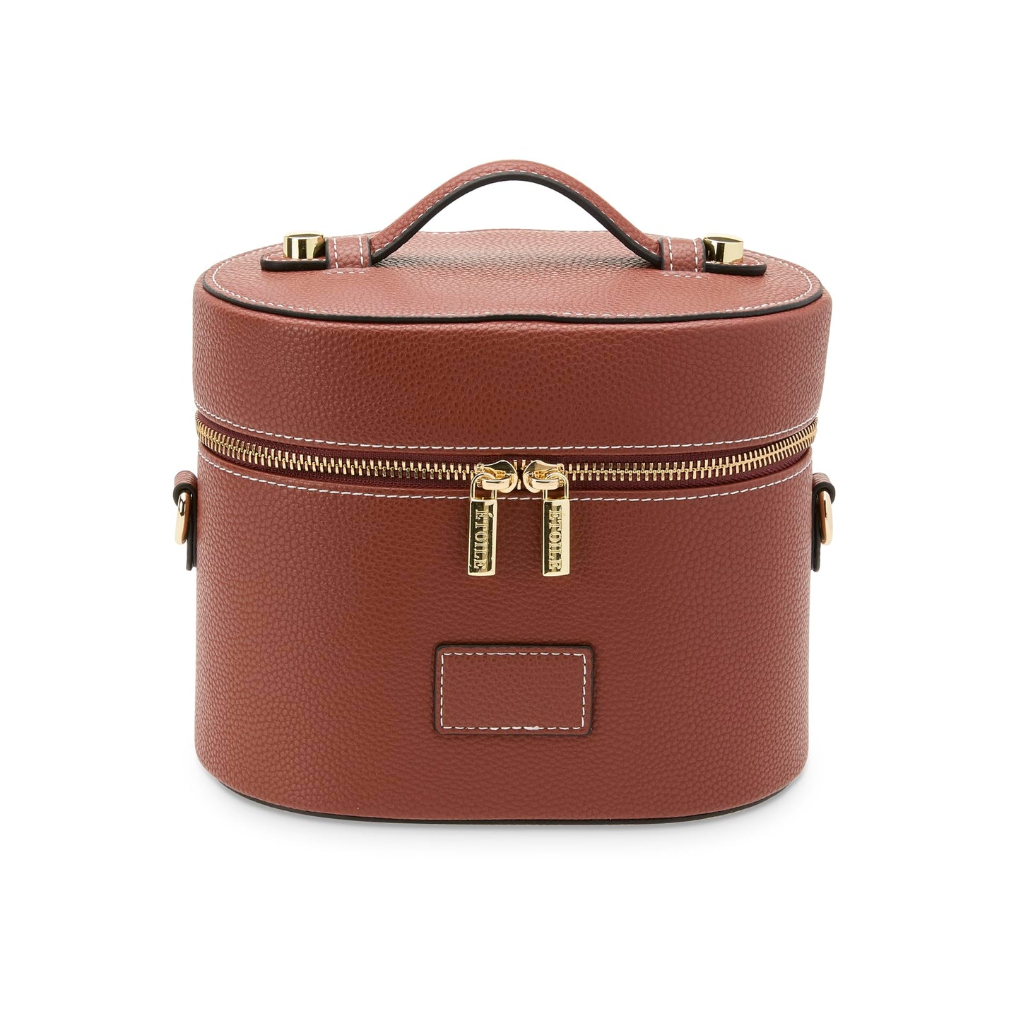 ETOILE - Estuche de aseo ovalado, organizador de bolsa de maquillaje de viaje con correa para el hombro y divisor extraíble, Marrón Jengibre, Mini estuche de viaje cosmético
