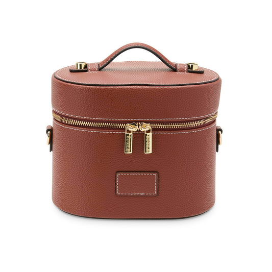 ETOILE - Estuche de aseo ovalado, organizador de bolsa de maquillaje de viaje con correa para el hombro y divisor extraíble, Marrón Jengibre, Mini estuche de viaje cosmético
