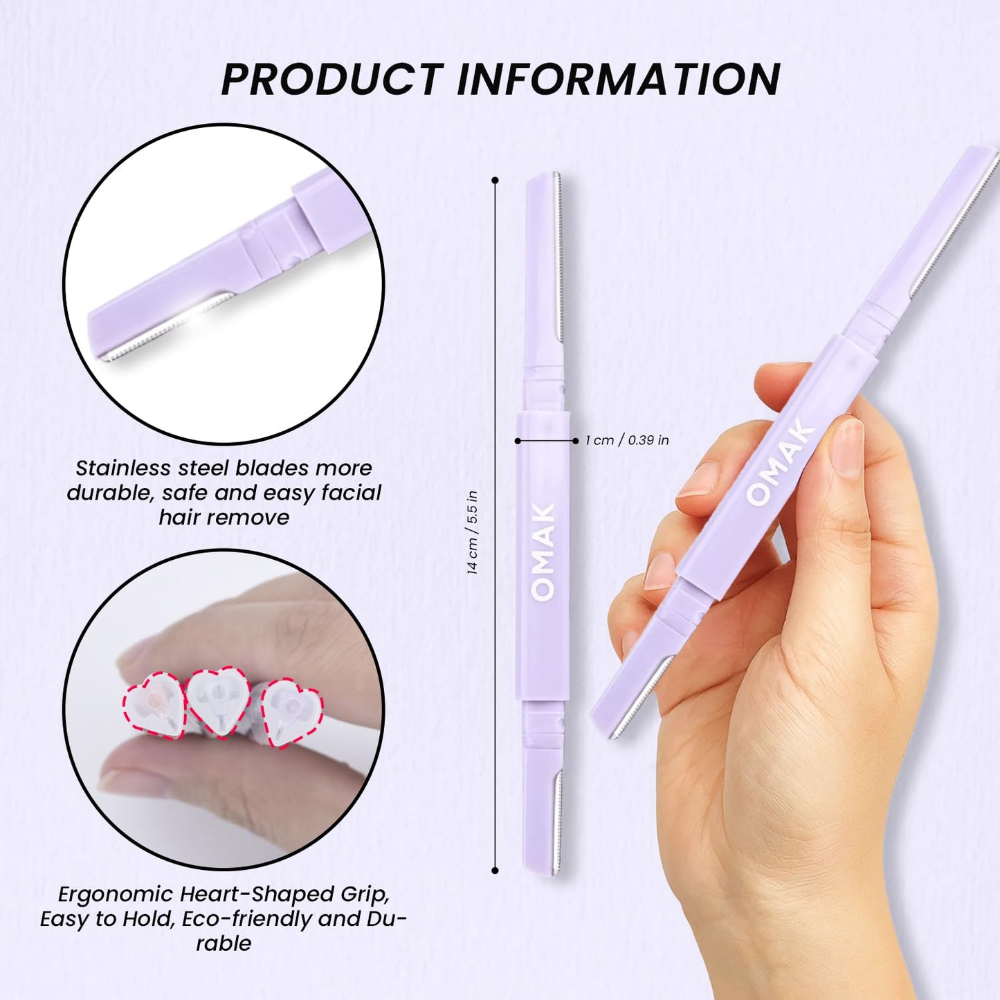 Generic Maquinilla de afeitar facial de doble punta para mujer – Herramienta para cejas y dermaplaning | Paquete de 6 = 12 cuchillas de acero inoxidable | Eliminador de vello facial y exfoliante para