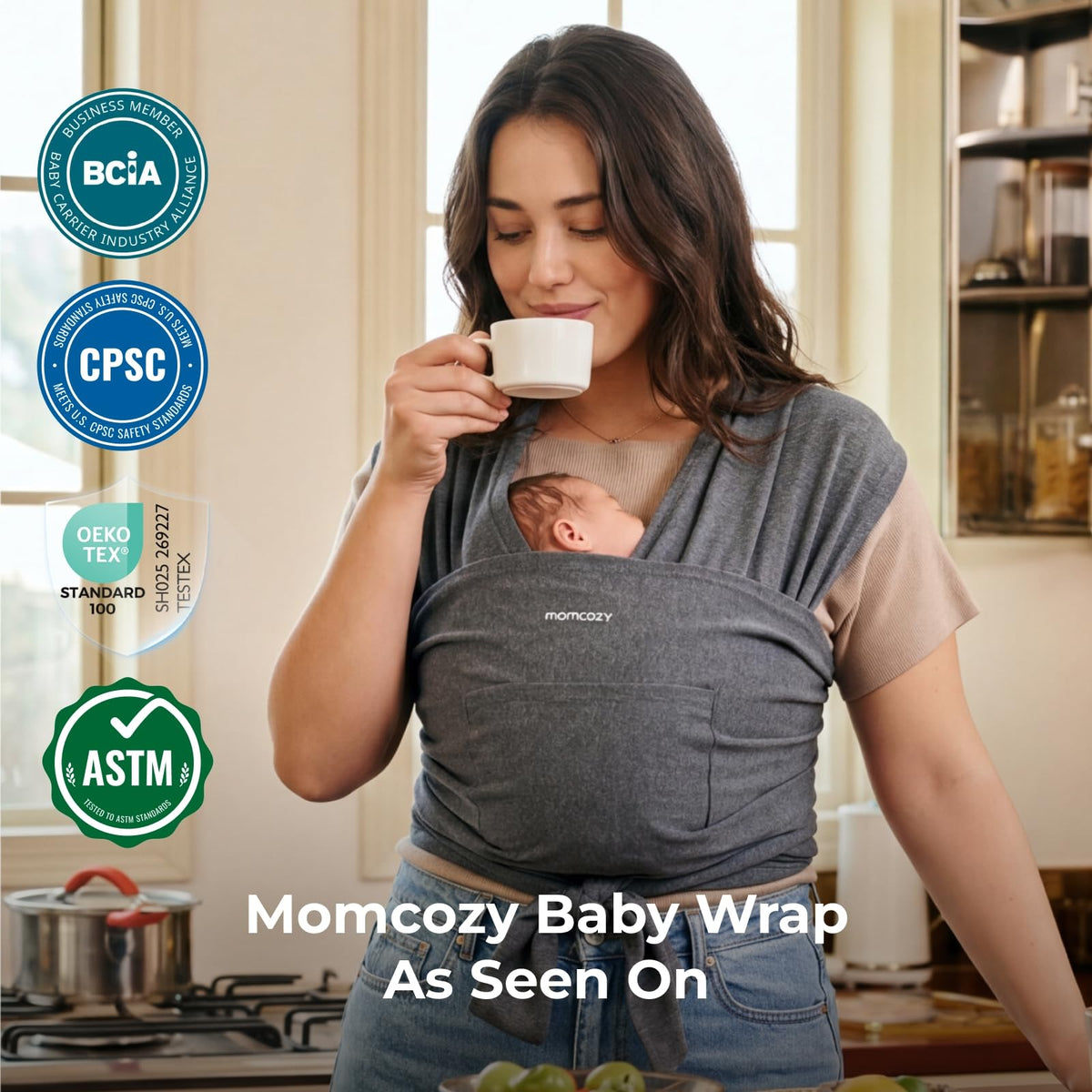 Momcozy - Portabebés para bebé, fácil de llevar, correa ligera para bebé manos libres, portabebés ajustable para recién nacidos a niños pequeños 8-35 libras, gris oscuro