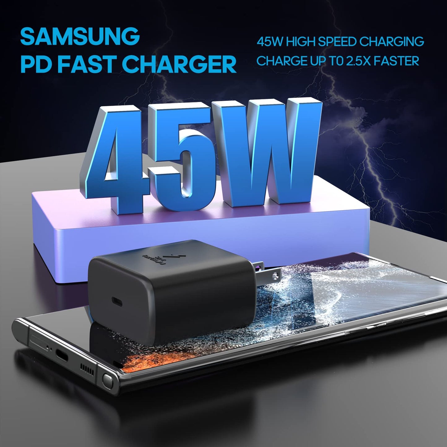 Cargador USB C Rápido Samsung Blanco 45 W Compatible con Galaxy y Note