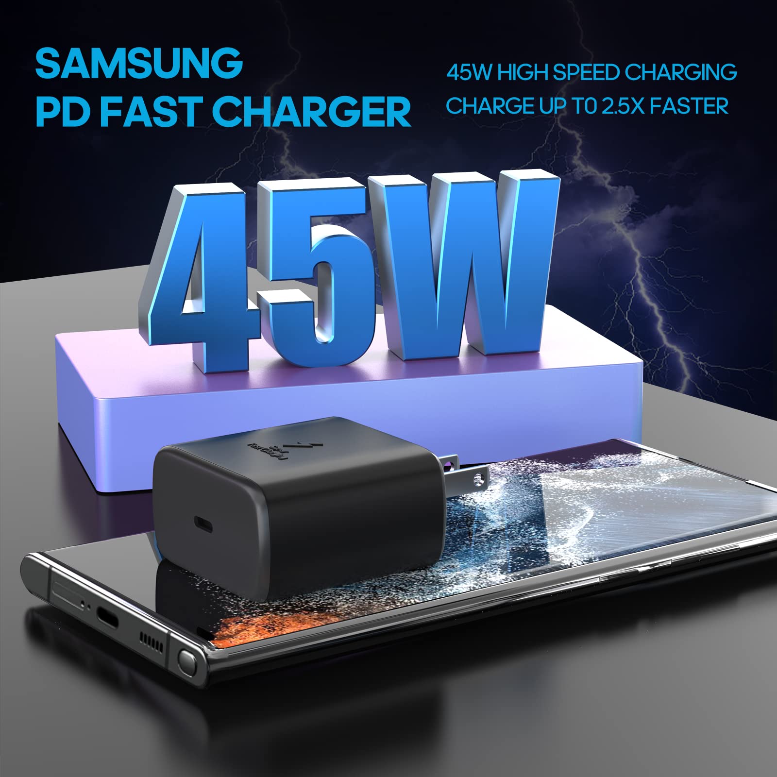 Cargador USB C Rápido Samsung Blanco 45 W Compatible con Galaxy y Note