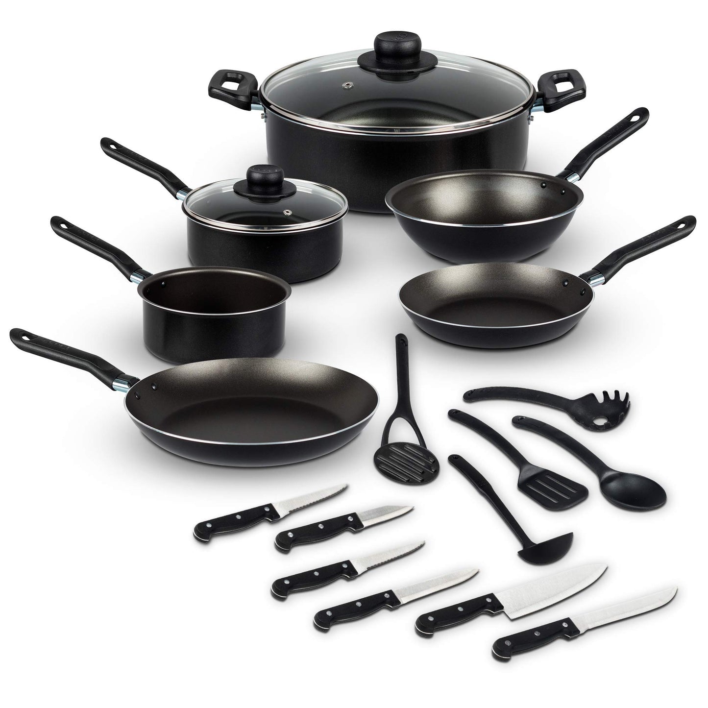 Batería de Cocina Ekco Negro con Antiadherente Serum 19 Piezas de Aluminio