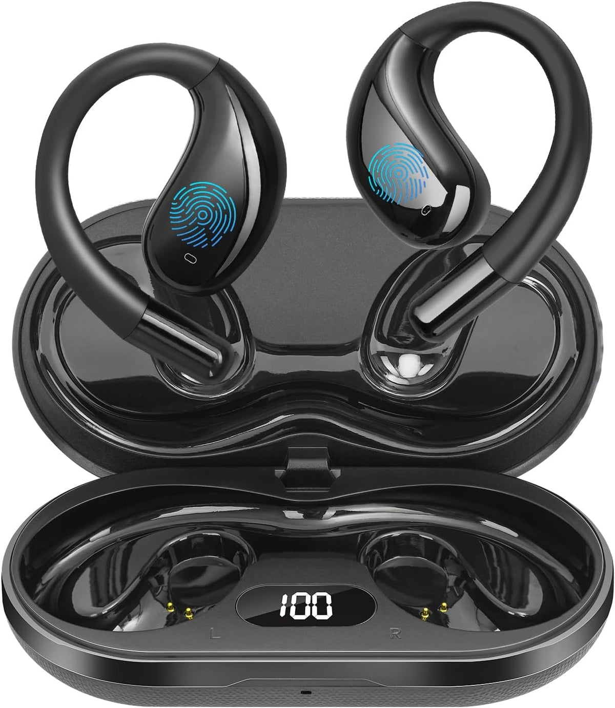 Auriculares Inalámbricos Psadhi Negro Conducción Ósea para Correr y Fitness IPX7 Impermeable