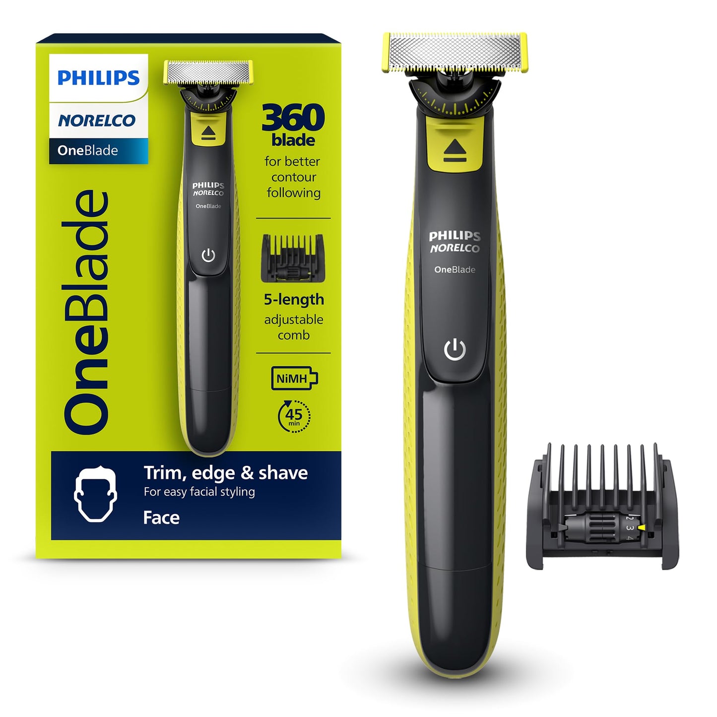 Recortadora y Afeitadora Philips Norelco OneBlade 360 Face Hybrid en Embalaje sin Frustraciones