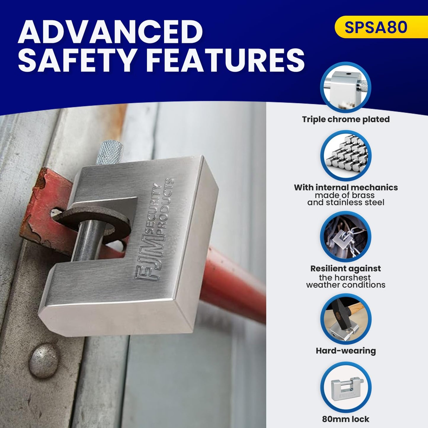 Candado de Seguridad FJM Security Triple Cromado D 0.95 cm Keyed Alike