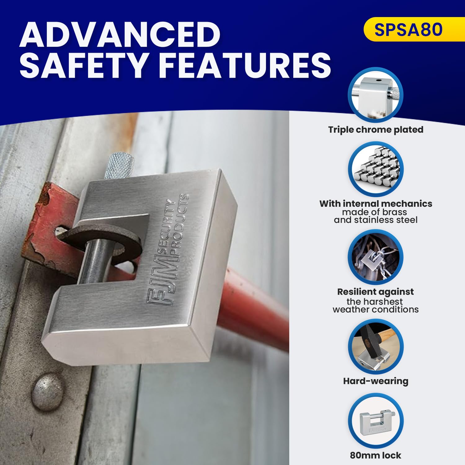 Candado de Seguridad FJM Security Triple Cromado D 0.95 cm Keyed Alike
