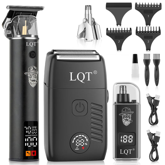 Afeitadora Eléctrica de Aluminio con Cuchillas Flotantes y Pantalla LED IPX7 Resistente al Agua para Hombre