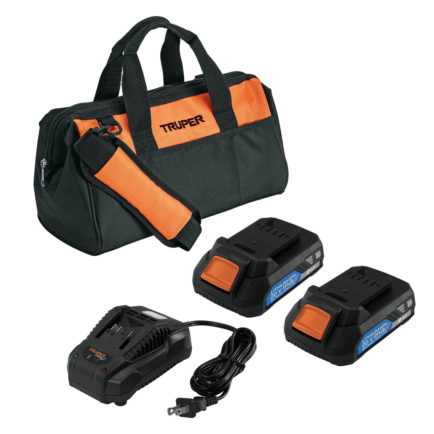 Truper Max MAX-20T, Taladro inalámbrico 1/2", motor libre de carbones (brushless), con 2 baterías Ion Litio 2 Ah y maleta de 14", 20 V