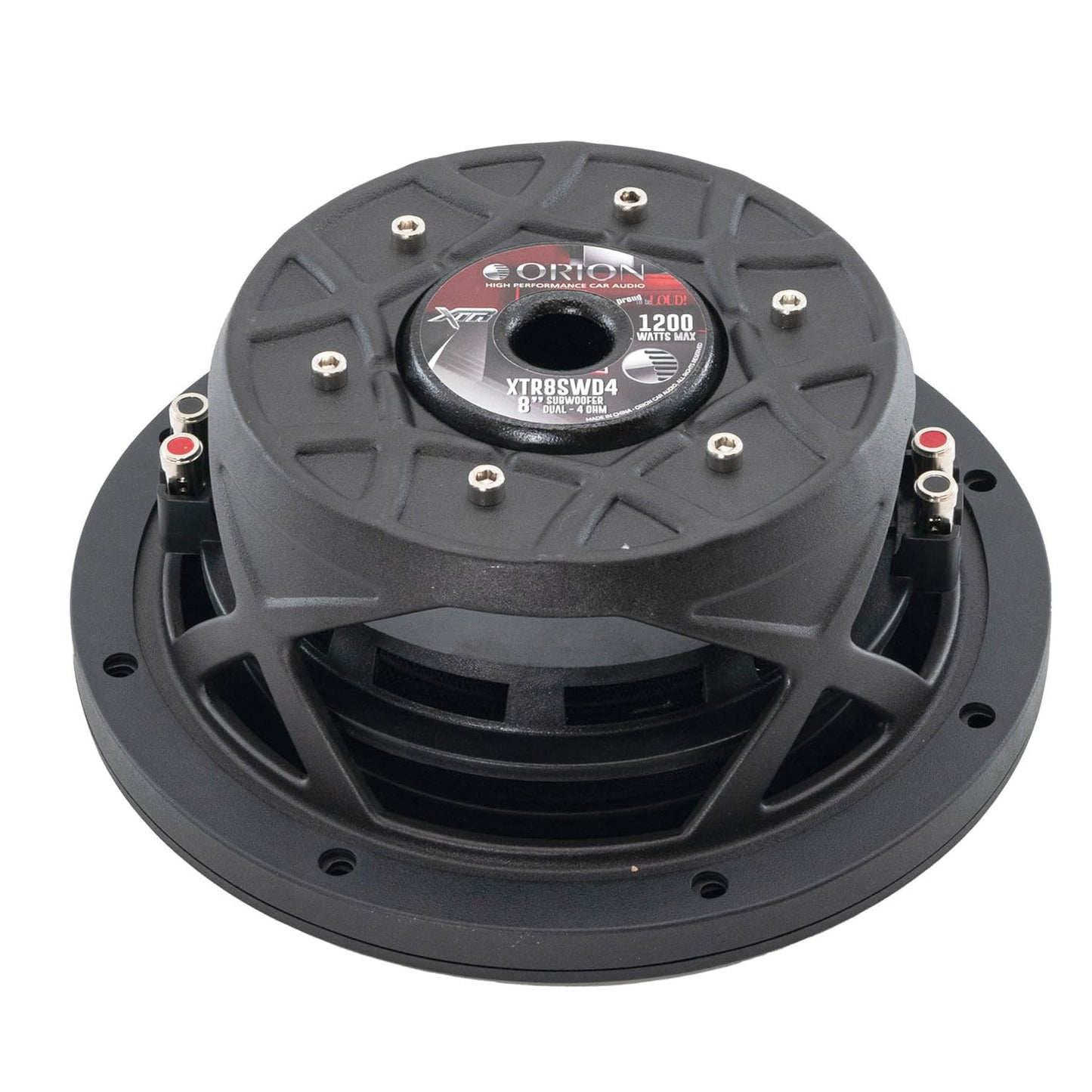 Orion XTR Series XTR8SWD4 - Subwoofer de coche delgado de 8 pulgadas, potencia máxima de 1200 W, 300 W RMS, doble 4 ohmios, cono recubierto UV, envolvente NBR – Reemplazo compacto OEM para Lexus, BMW