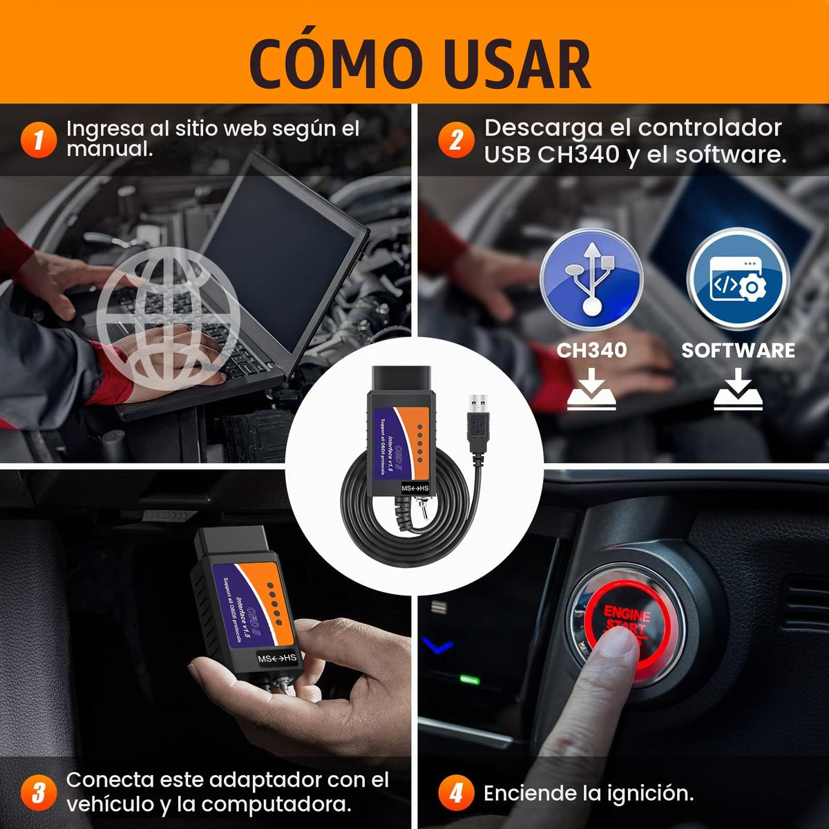 Adaptador USB ELMconfig ELM327 OBD2 Negro con Interruptor MS-CAN HS-CAN para Diagnóstico en Vehículos Ford Lincoln Mazda Mercury
