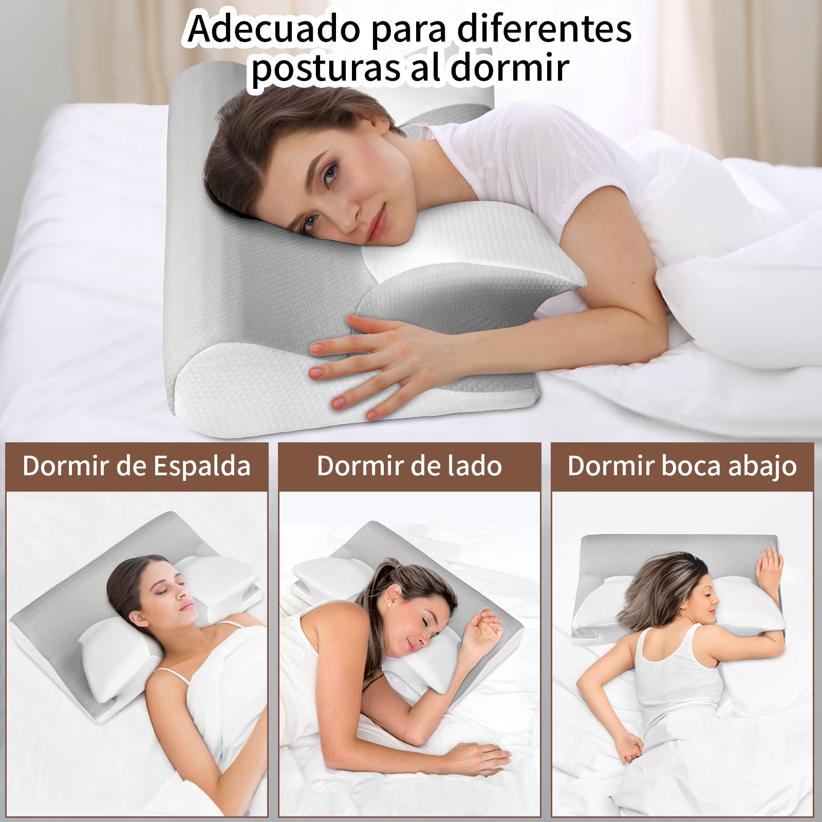 GALASALA Almohada Memory Foam Cervical, Almohada Ortopedica Cervical para Dormir el Lado Cuello, Alivia el Dolor de Cuello, Adecuada para Dormir de Lado, Espalda o Panza con Fundas Almohadas
