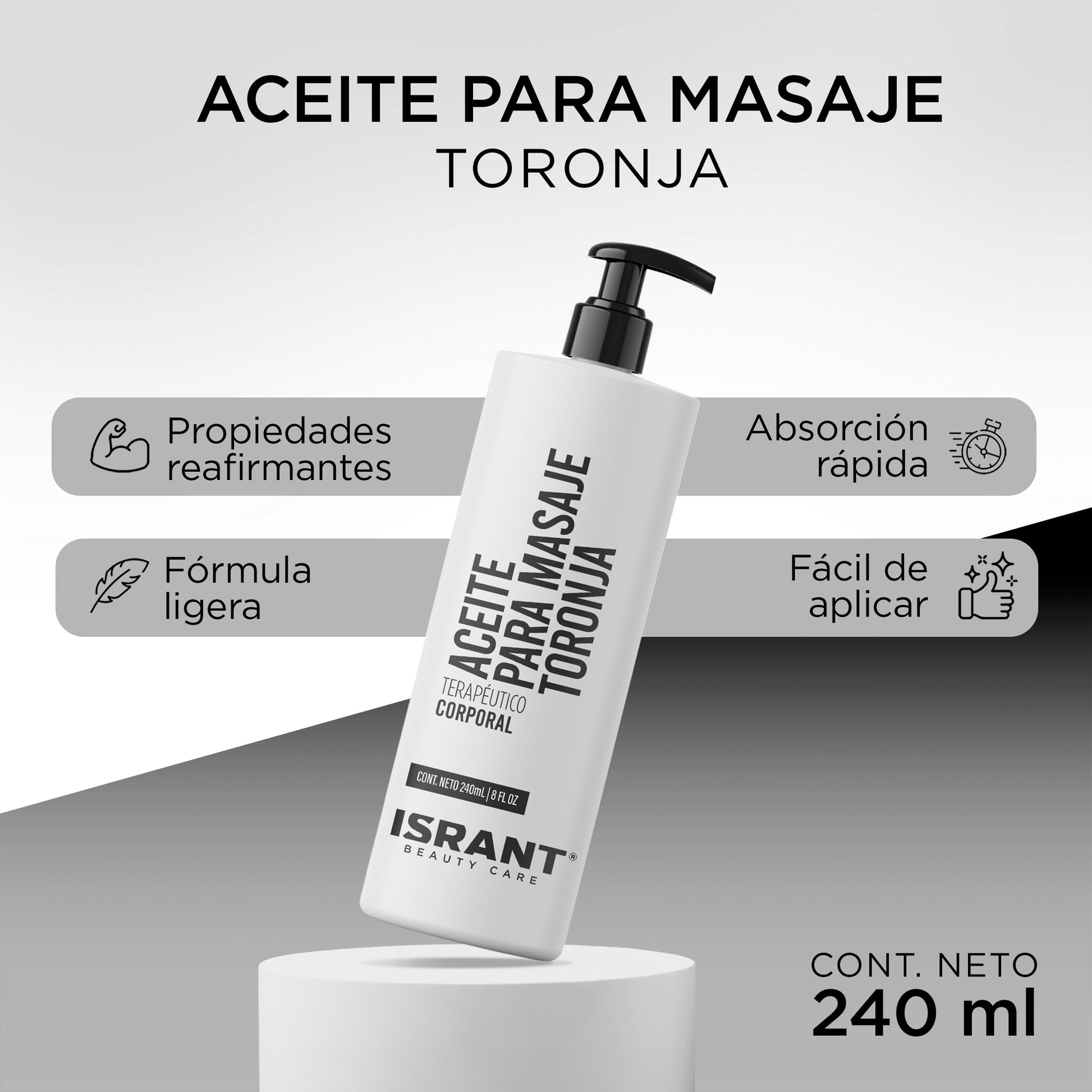 ISRANT | Aceite de Toronja - Ideal Aceite para Masaje | Aceites Esenciales - Crema Corporal - Aceite Esencial | Aceite Corporal para Aromaterapia y Masaje | 240ml