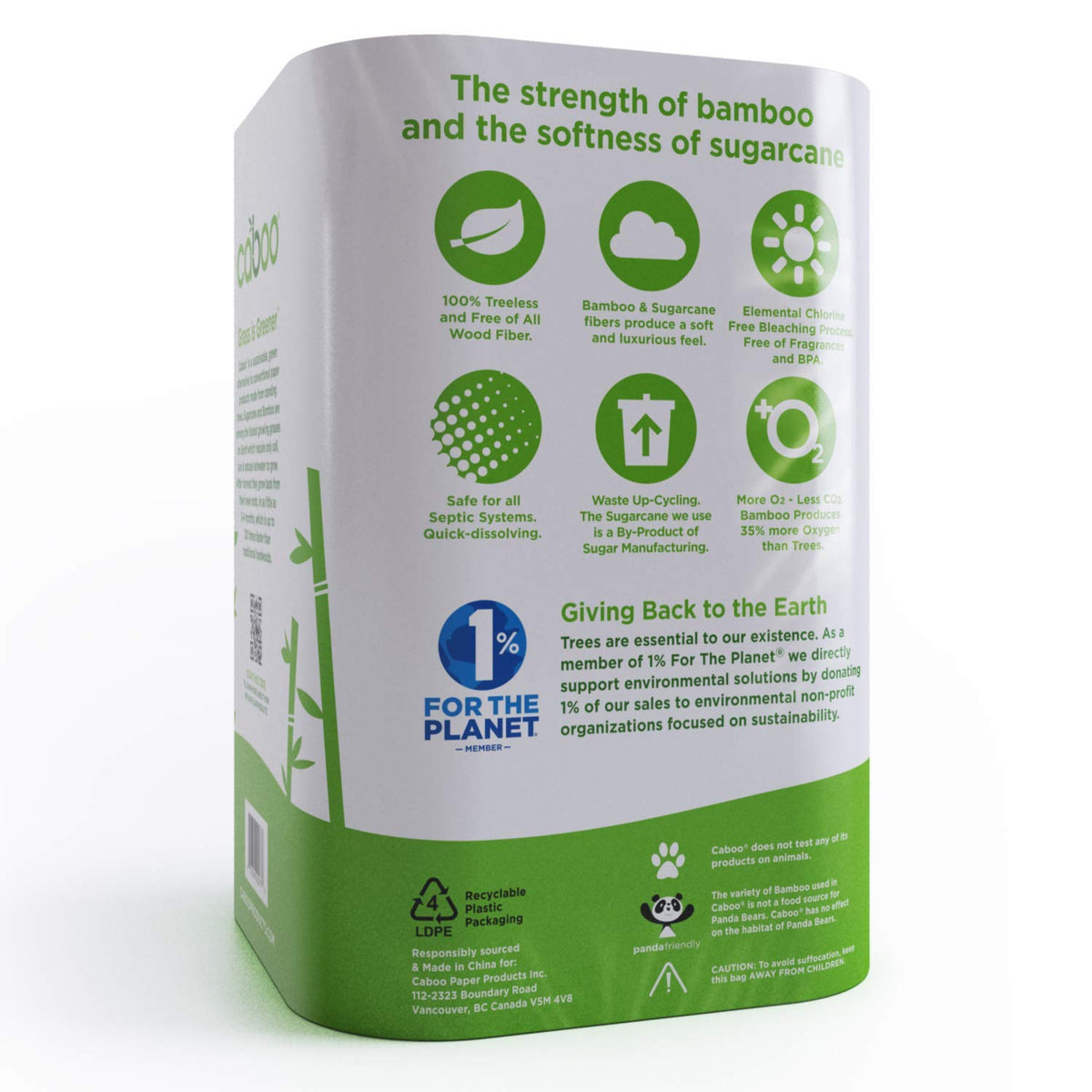 Papel Higiénico Caboo Bambú 12 Rollos Dobles Biodegradable Ecológico