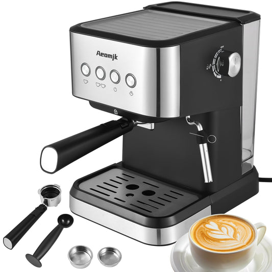 Feiniao 15Bar Máquina de Espresso Cafetera semiautomática multifunción de 1050W con vaporizador de leche, depósito de agua de 1.5L, Semi Cafetera Automatica para Capuchino, Latte y Macchiato