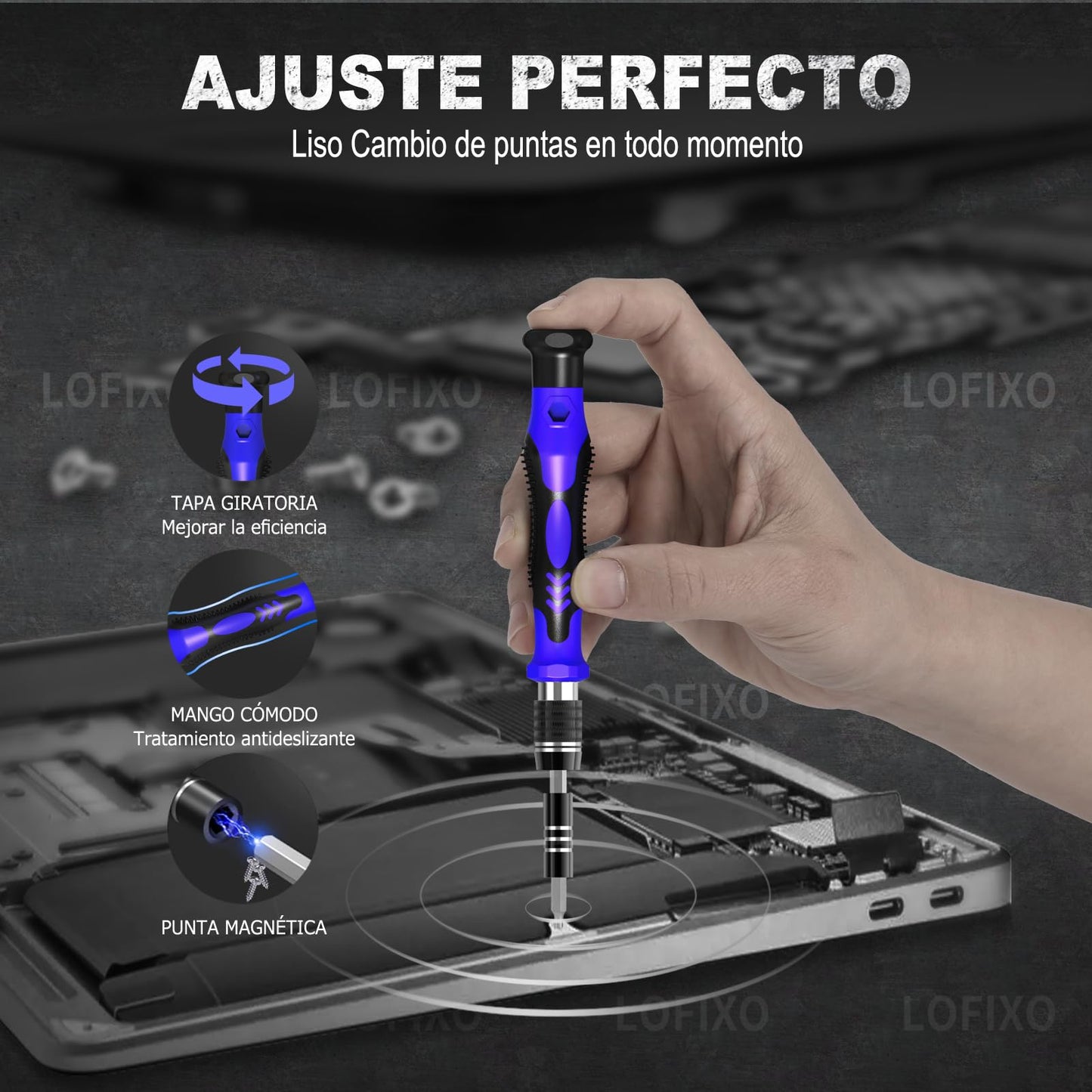 Kit de Herramientas Manuales Lofixo Multifunción 133pc para Macbook Celular PS4 Xbox Joyero Relojero Lentes