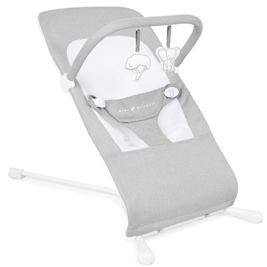 Baby Delight Highland Baby Bouncer | Infantil | 0-6 meses | Reclinado de 3 posiciones | Gris guijarro