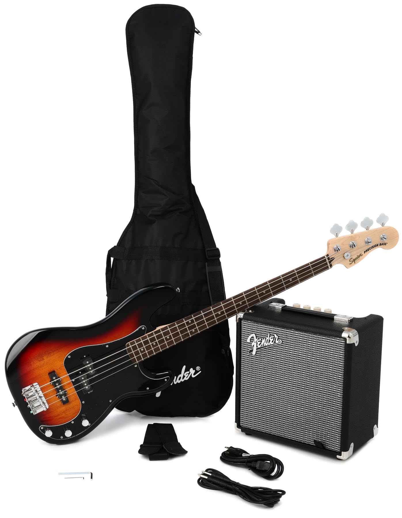 Affinity Series Precision Bass PJ Pack, Laurel Fingerboard, 3-Color Sunburst, Gig Bag, Rumble 15-120V