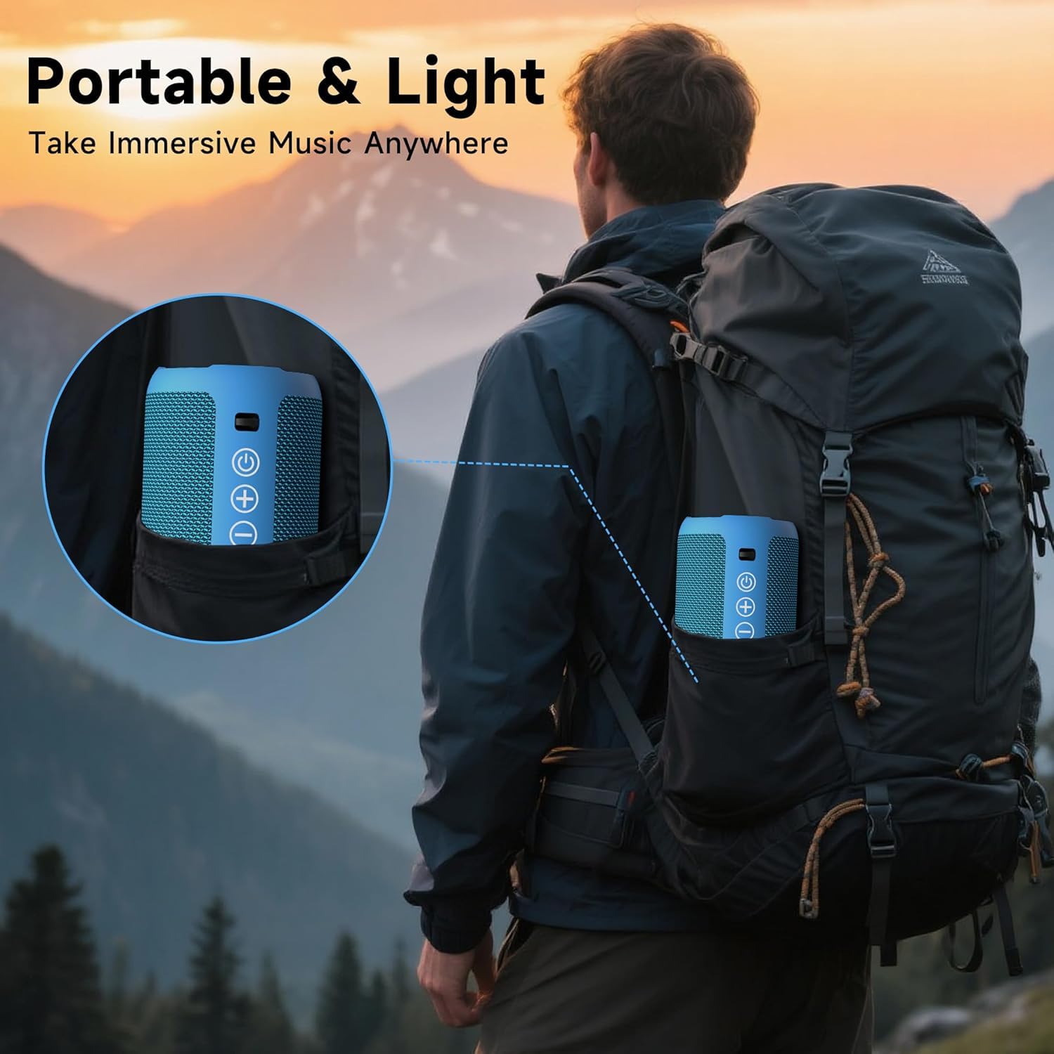 Ortizan Bocina Bluetooth Portátil, IPX7 Resistente al Agua con Sonido estéreo de 24 W, Altavoces Exteriores con Bluetooth 5.0, 30 Horas de reproducción, Rango Bluetooth de 20 m, emparejados duales