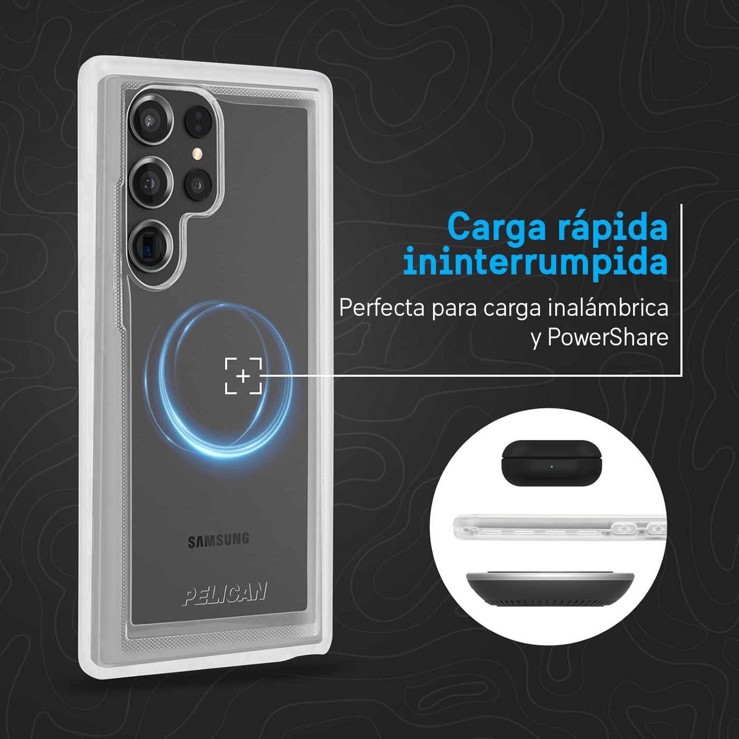 Funda con Clip para cinturón Pelican Voyager Transparente con protección de Grado Militar para Samsung Galaxy S23 Ultra Compatible con Carga inalámbrica