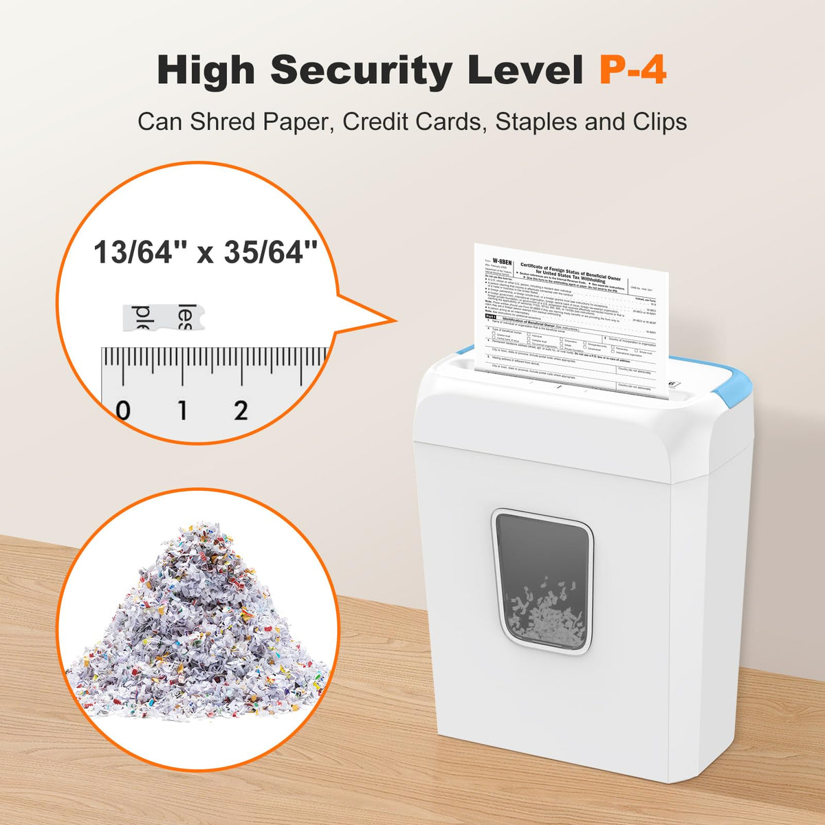 Triturador de Papel Bonsaii Blanco con Capacidad de 3.4 Galones para Uso Doméstico y Oficina en Casa