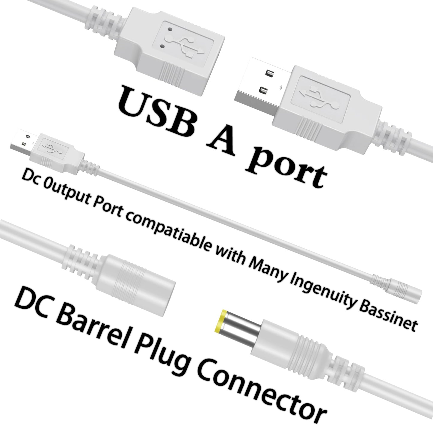 Cable de alimentación para bebé USB, cargador de columpio para bebé, compatible con Ingenuity Swing para InLighten, InLighten Calmante, Anyway Sway, ConvertMe, Swing n Go Deluxe, SimpleComfort
